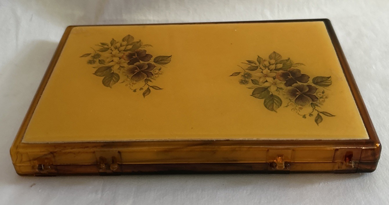Vintage Faux Tortoise Shell Plastic Slim Travel Compact Jewelry Vanity Case 6”