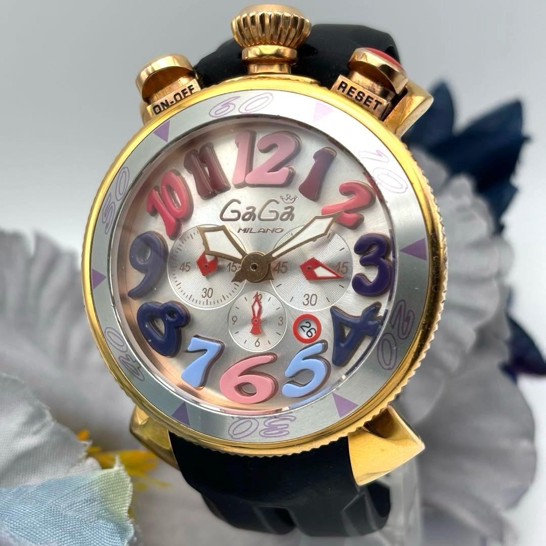 Rare Gagamilano Chrono Manuale 48mm Rubber Strap Men’s Watch, Black