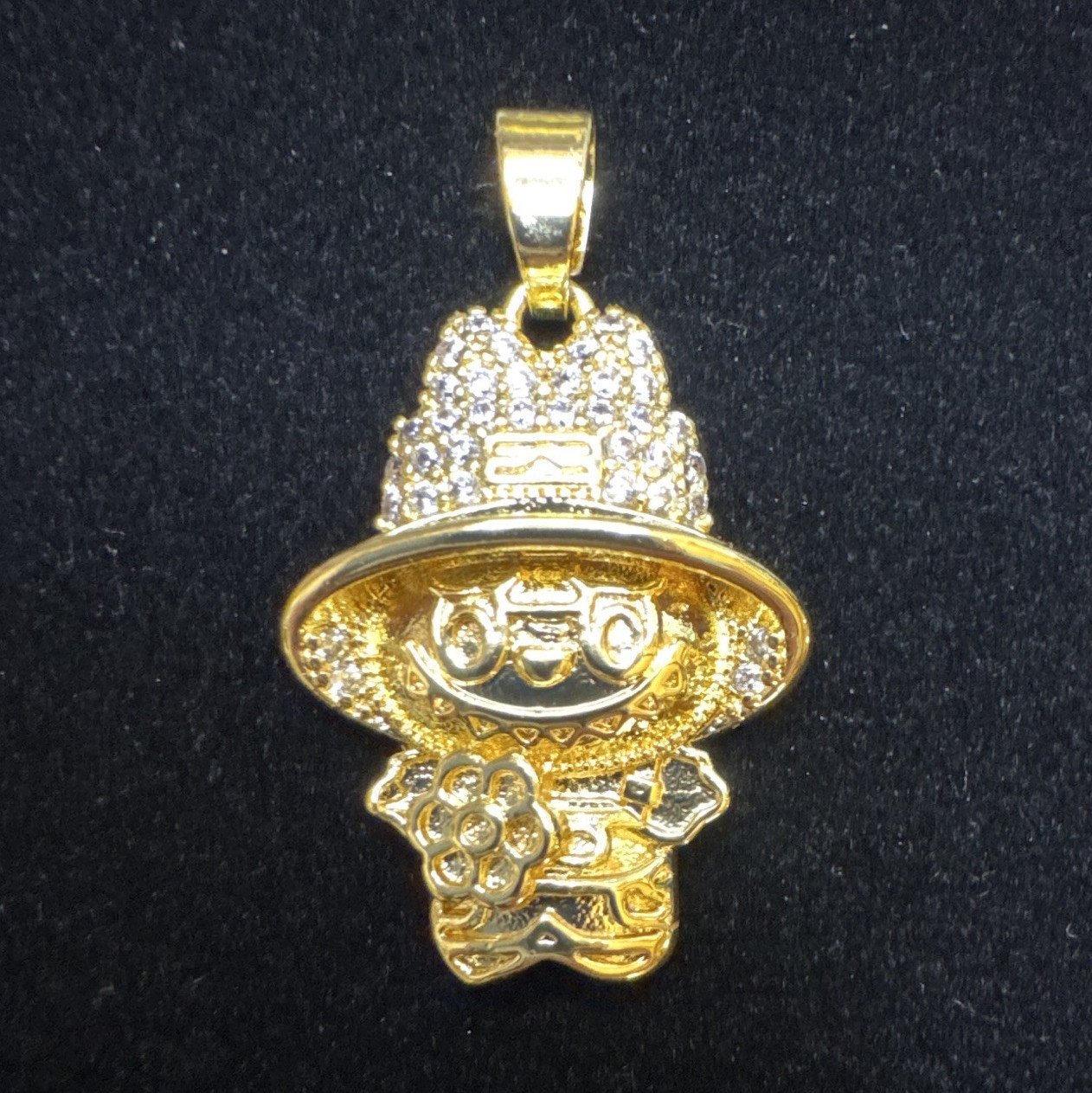 Necklace Pendant Cartoon BuBu 14K Gold Filled, Cz Stones, 24.7mm