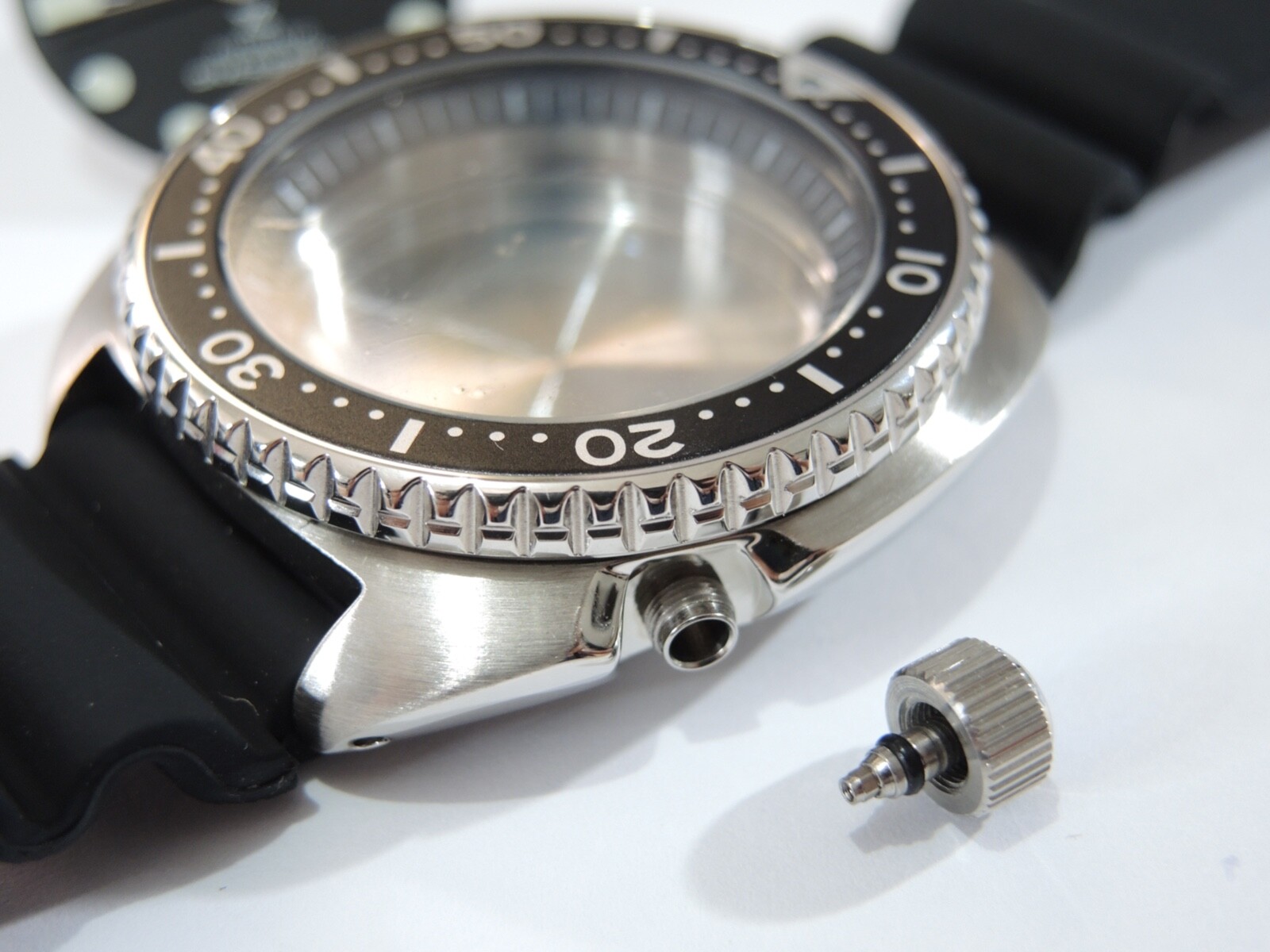 NEW STAINLESS A.M CASE KIT DIVERS TURTLE BLACK SRP777 AUTOMATIC 4R36-04Y0 WATCH