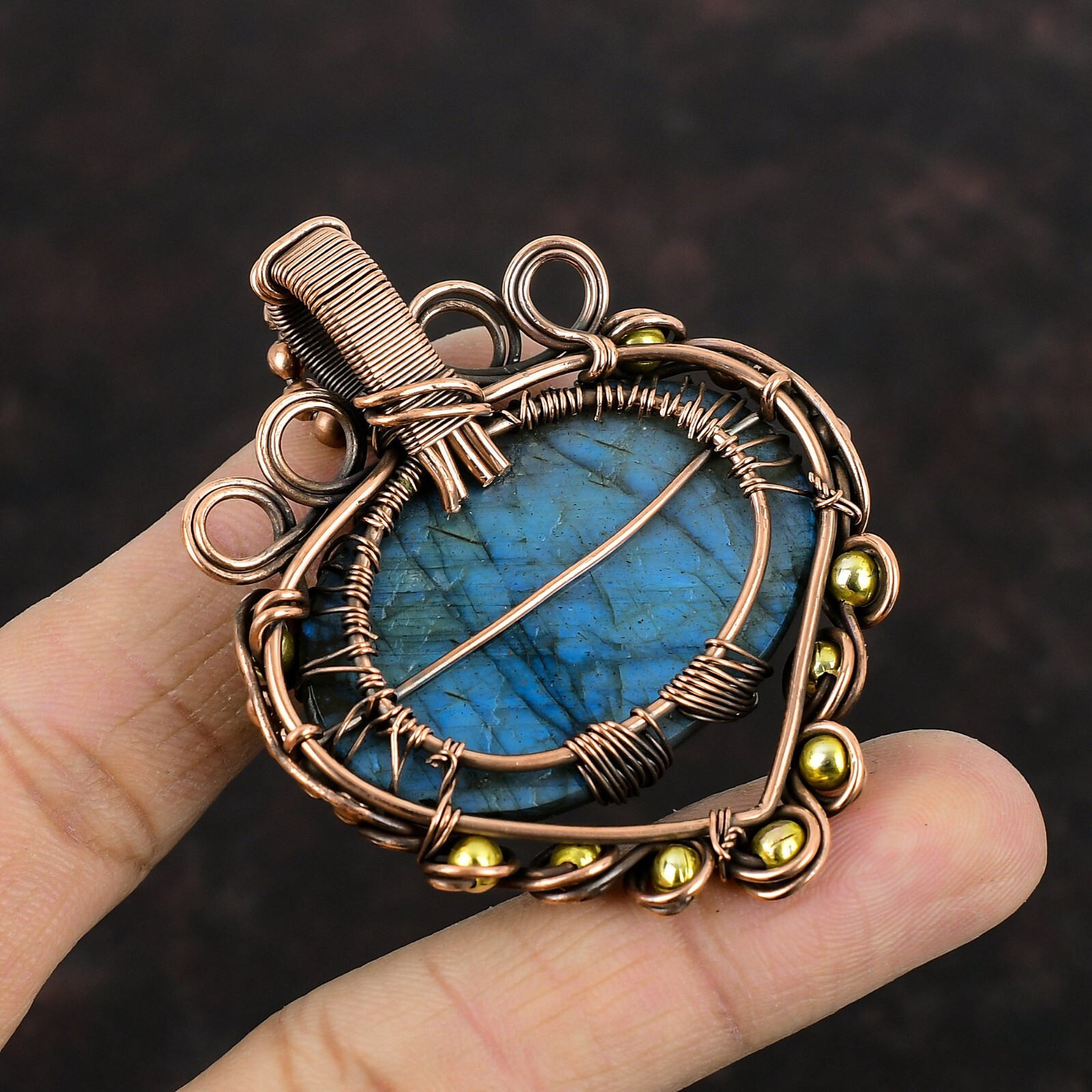 Tree Of Life Labradorite Pendant Gemstone Jewelry Copper Wire Wrapped Pendant