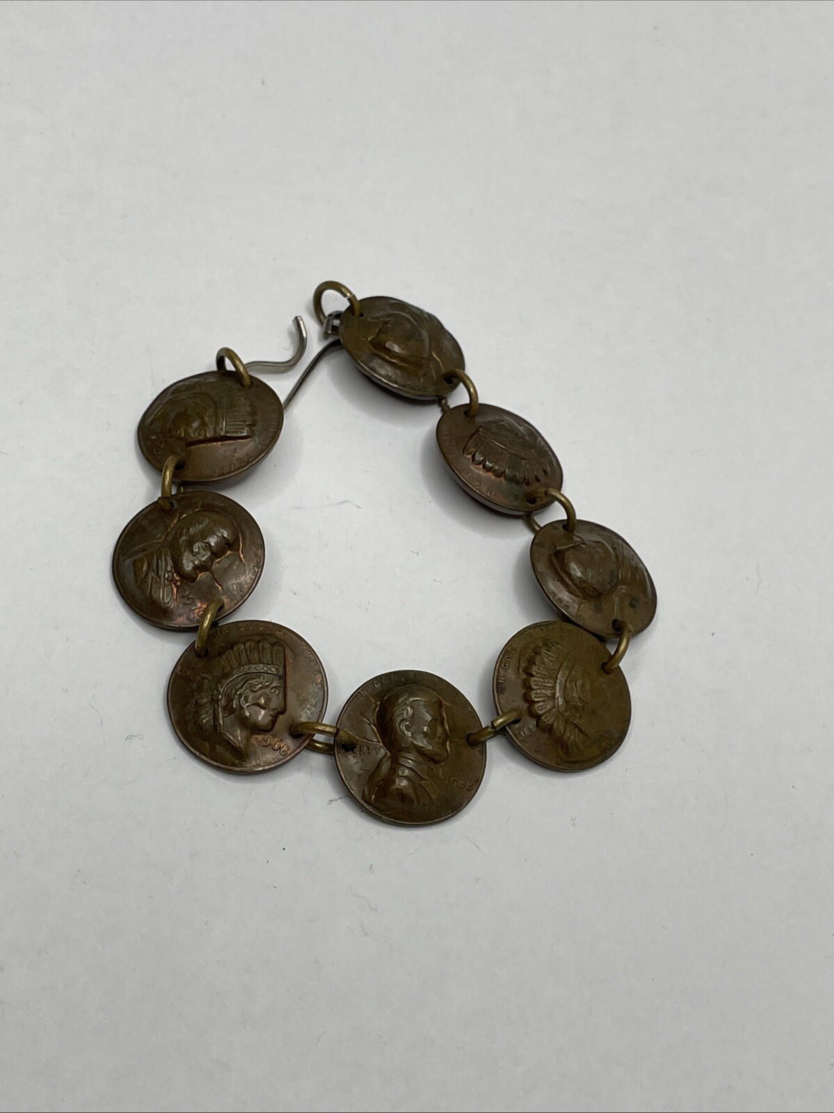 Vintage Pop Out Bracelet Indian Head and Lincoln- 1940s-1970s Pennies