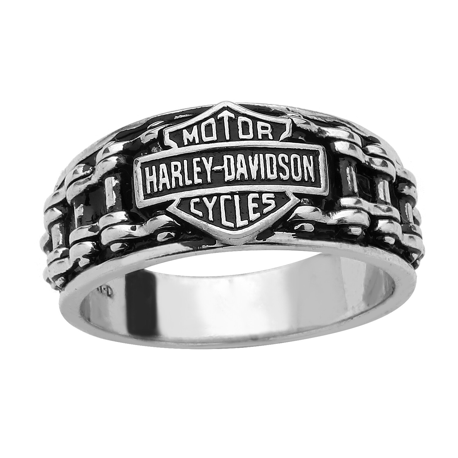 Harley-Davidson ® Sterling Silver Men’ Motorcycle Bike Chain Ring 10 / HDR0260