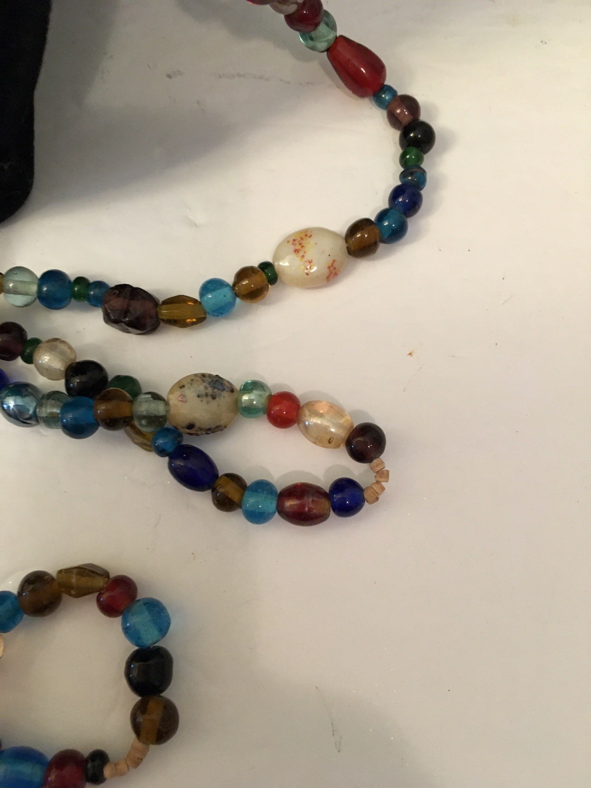 Italian Art Glass Beads In Multi Colors Various Shapes 58” Necklace Vintage