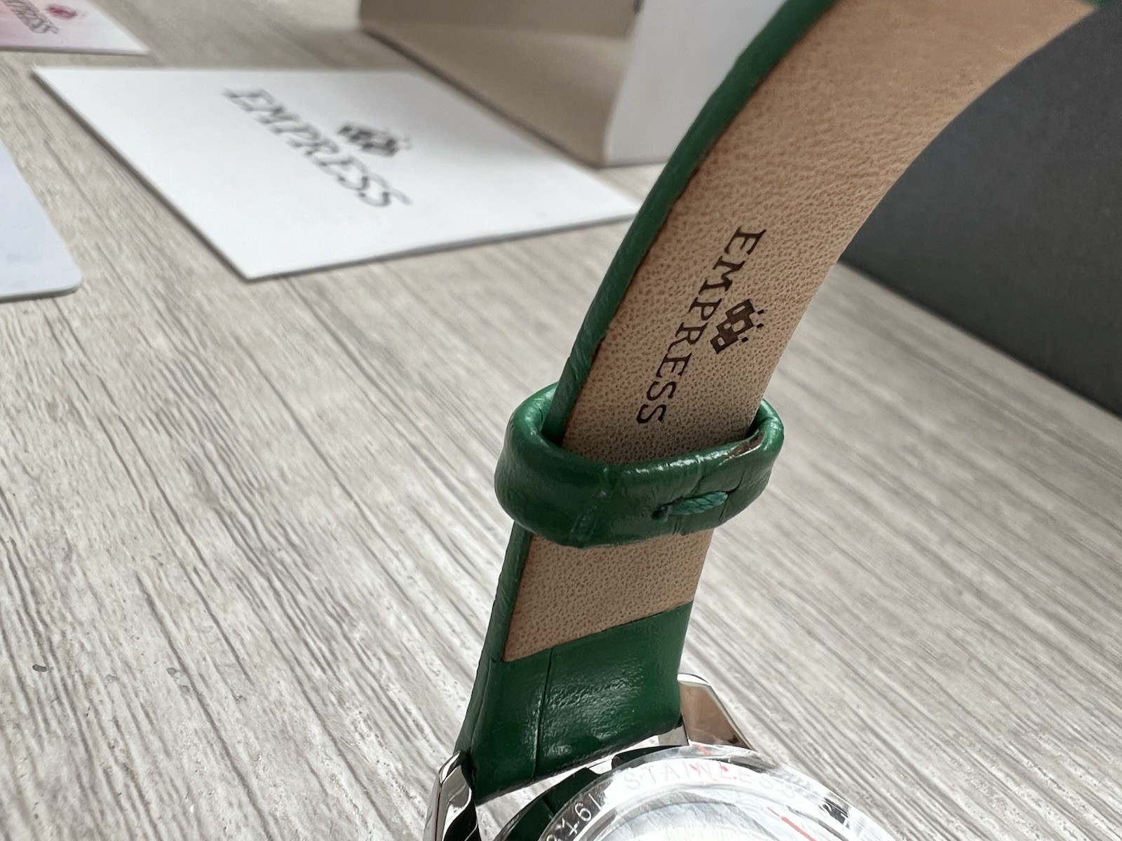Empress Beatrice Ladies Automatic Green Dial Leather Watch EMPEM2002 – New