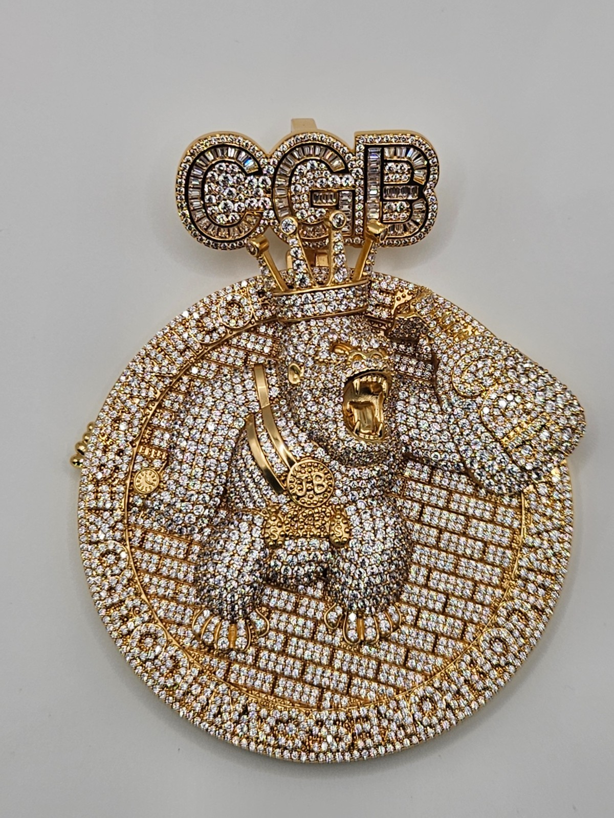 .925 Sterling Silver Gold Plated CGB Gorilla Pendant 127g 13mm Bail