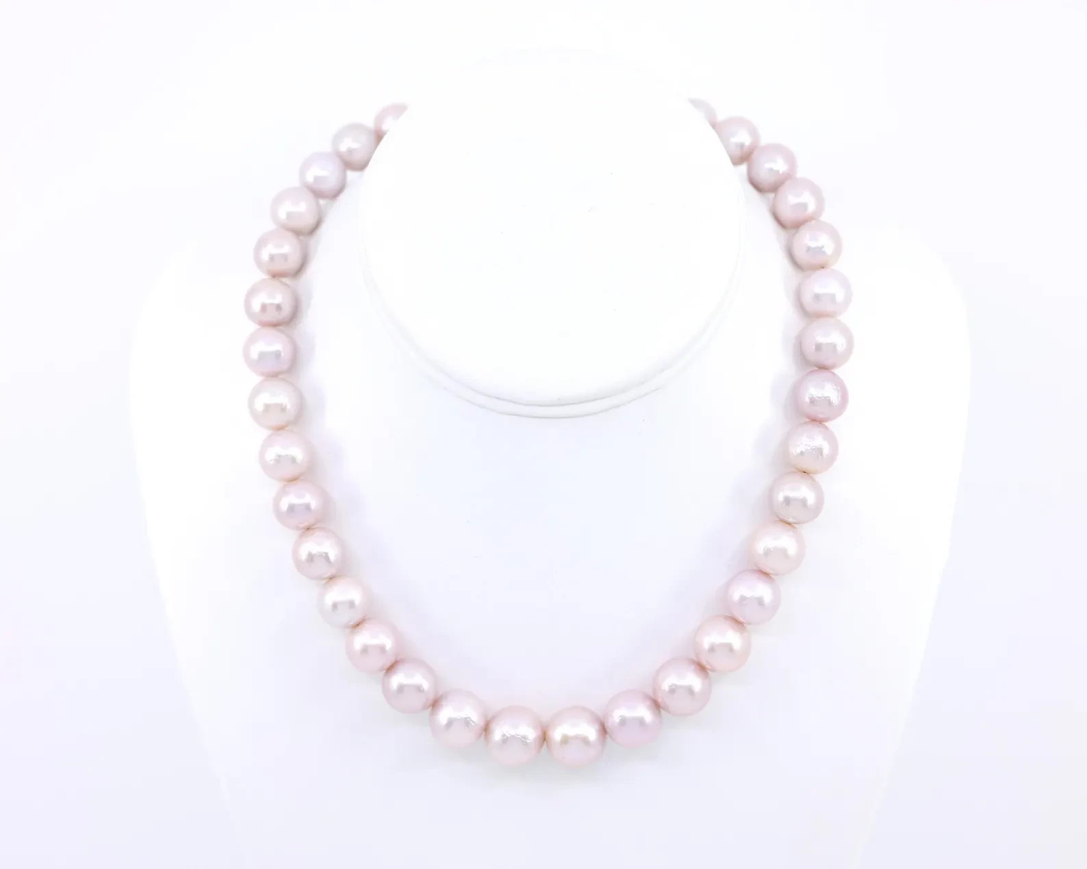 Baby Pink Edison Pearl Necklace | Sterling Silver Statement Strand | Graduated