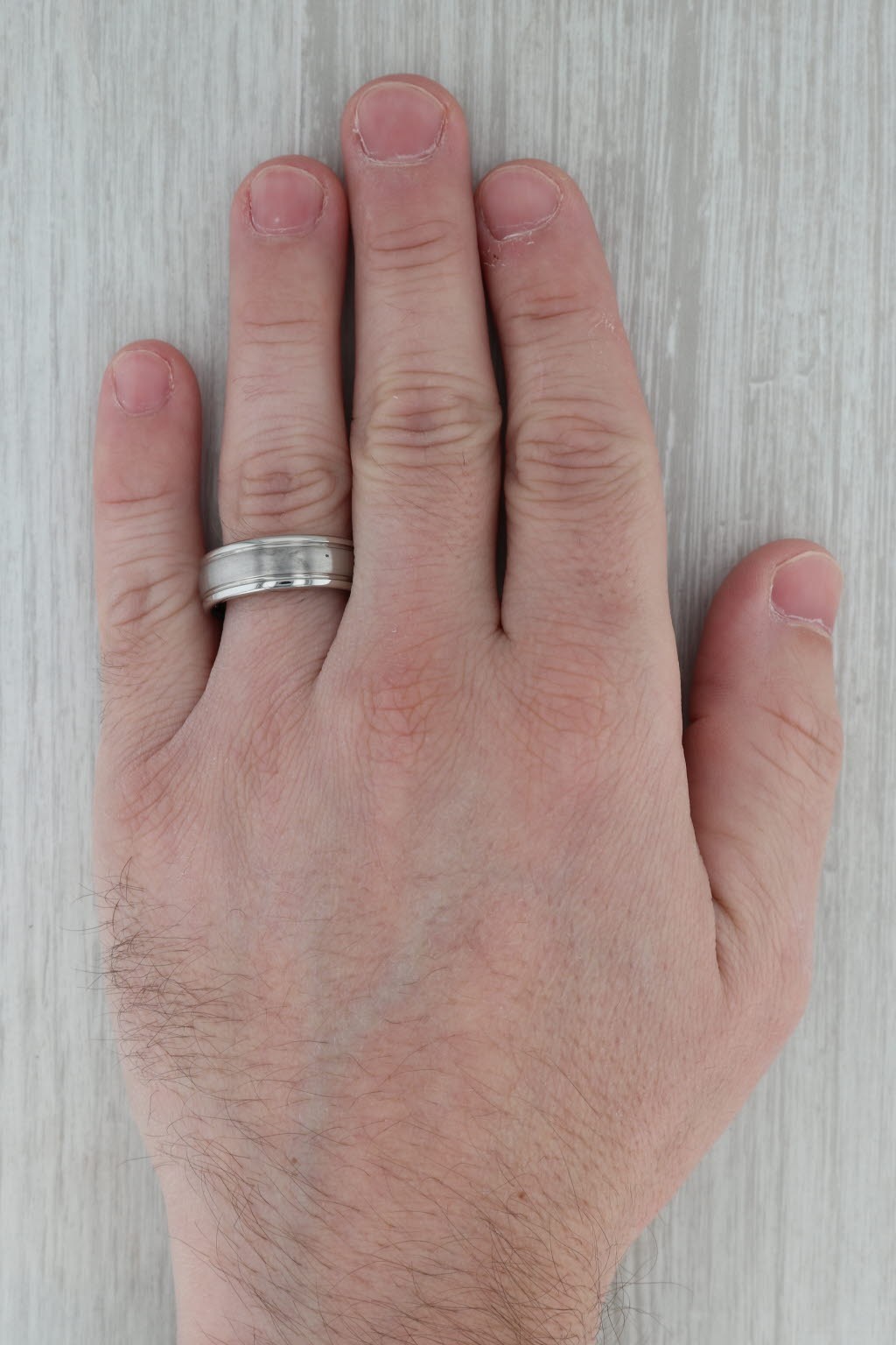 New Cobalt Chrome Ring Wedding Band Ridged Brushed Size 11 1/2