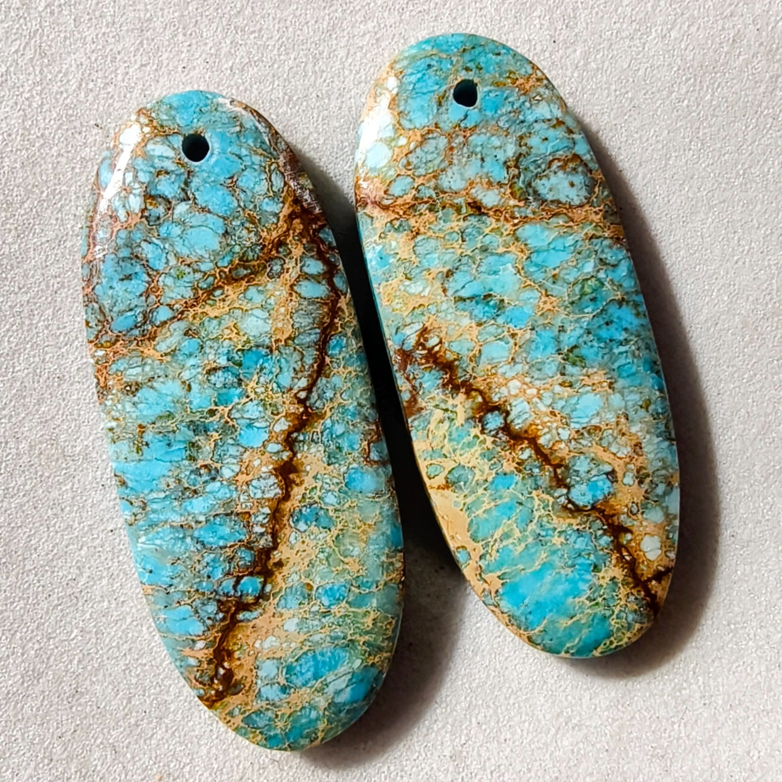 29 Cts Sea Sediment Jasper Drilled Match Pair Cabochon Gemstone 32.1 X 13.2 MM