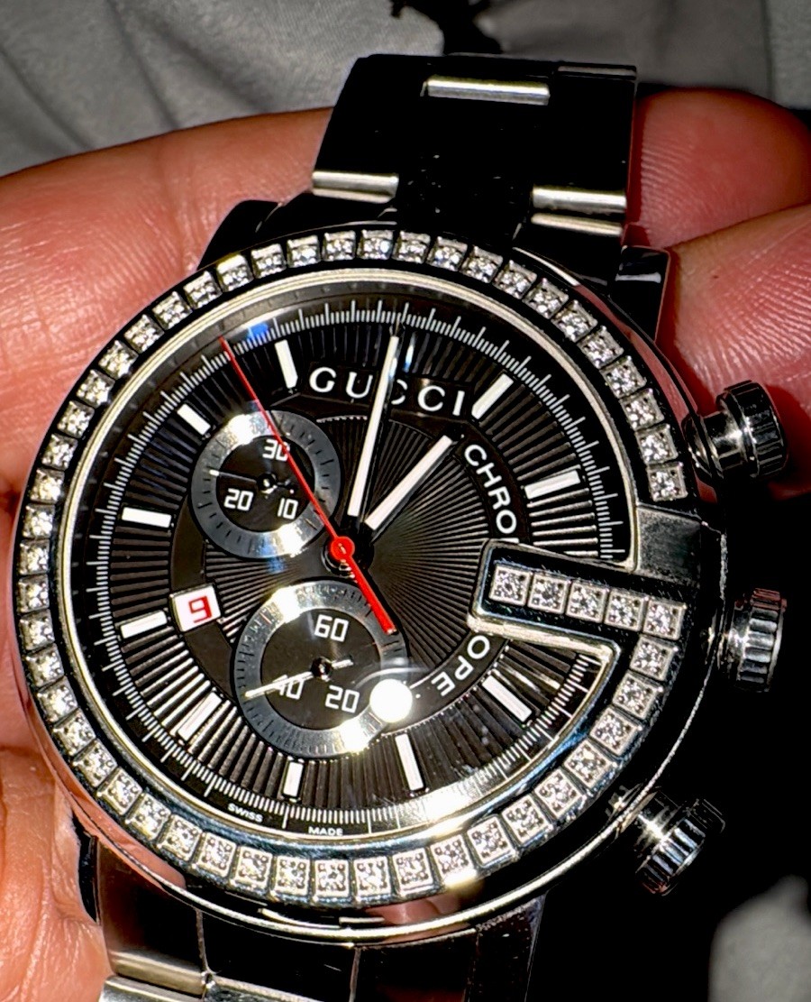 Mens Gucci 101M Chronoscope Diamond Watch Factory Set Luxury Joe Rodeo Benny Co