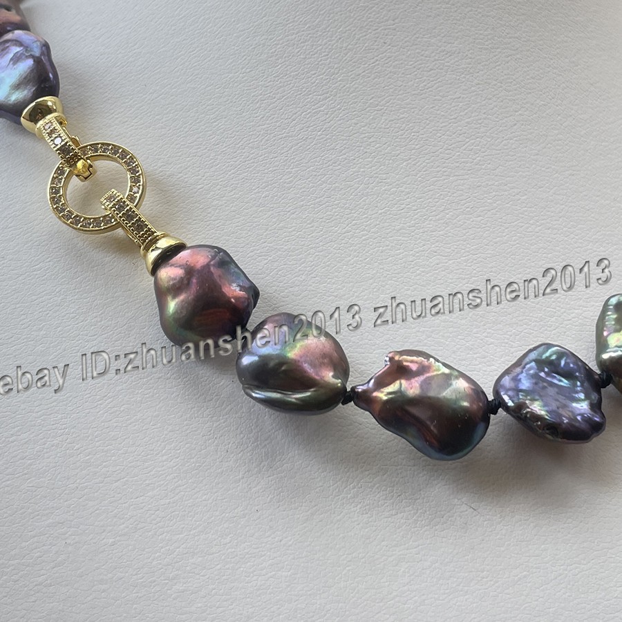 Huge 20-25mm Natural South Sea Black Baroque Reborn Keshi Pearl Necklace 18″-36″