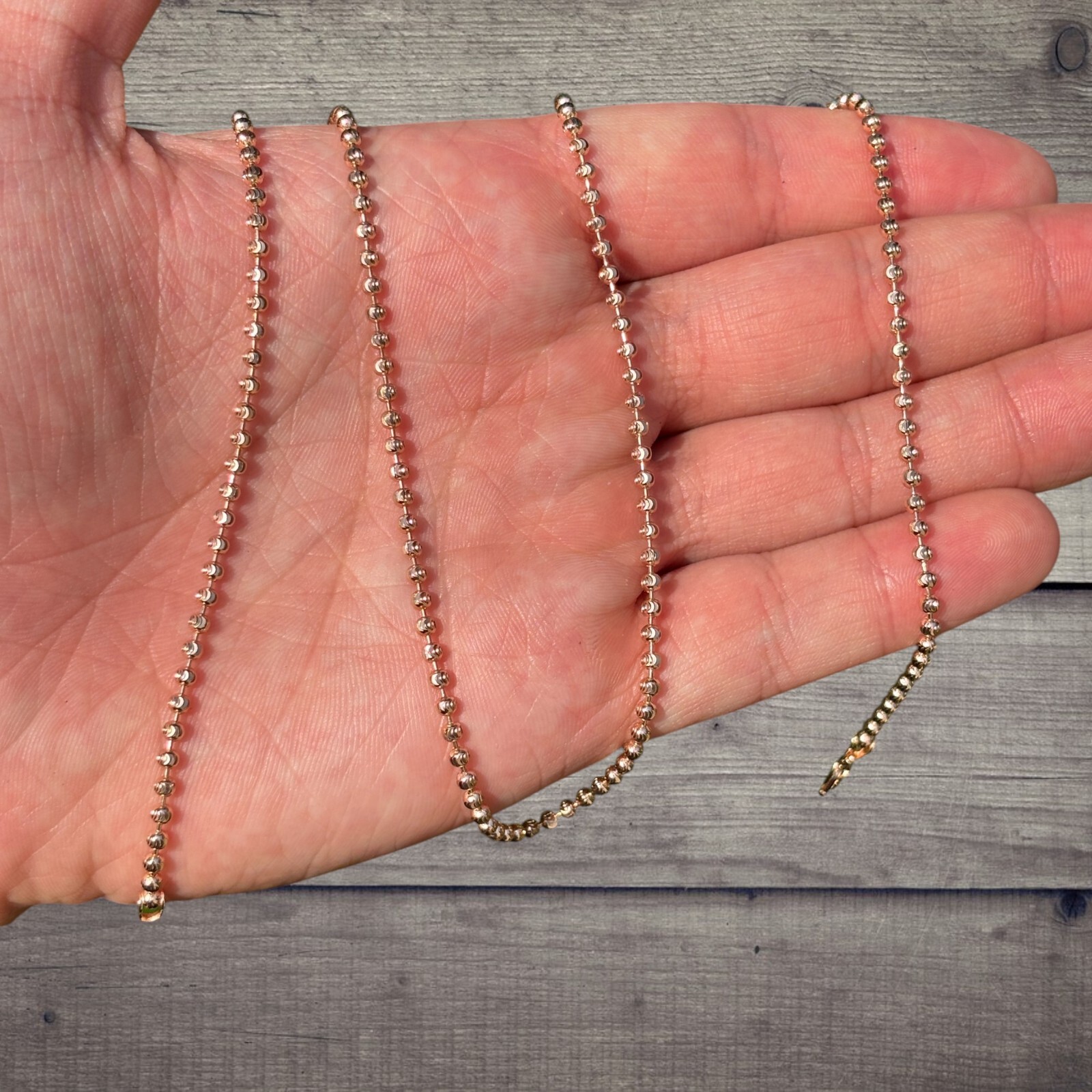 2.5mm Ball Moon Chain Necklace – Solid 925 Sterling Silver Or 14k Gold Vermeil