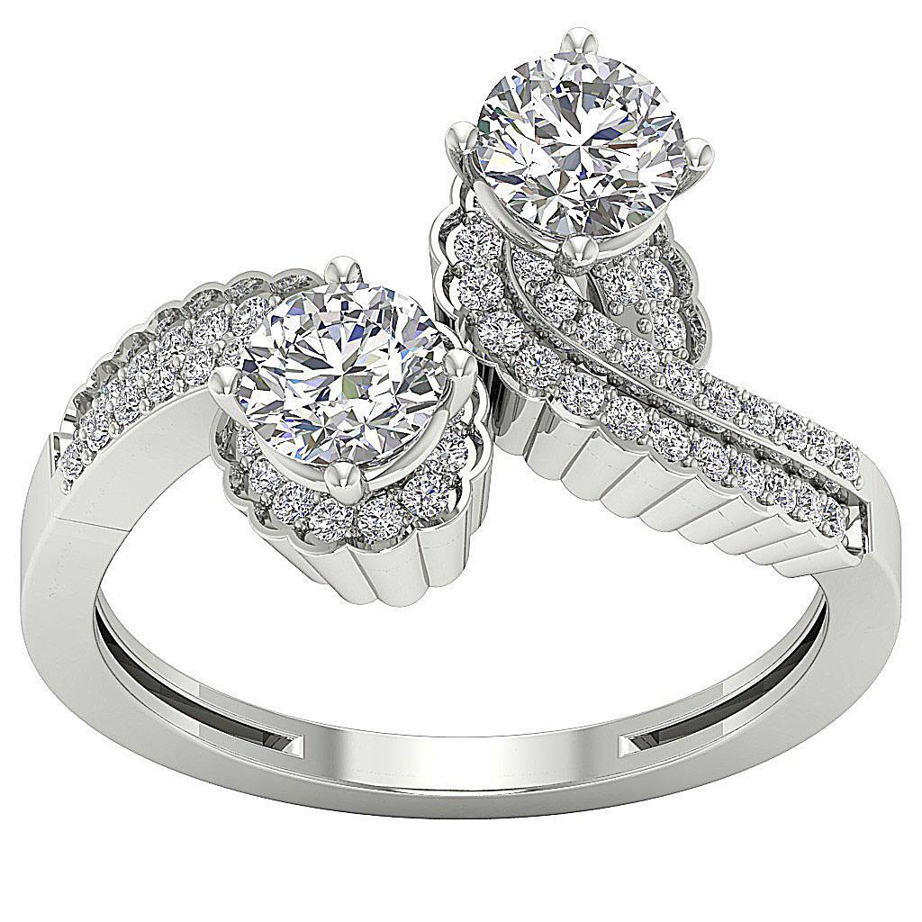 Anniversary Gift Forever Us Two Stone Ring Natural Diamond I1 G 1.50 Ct 14k Gold