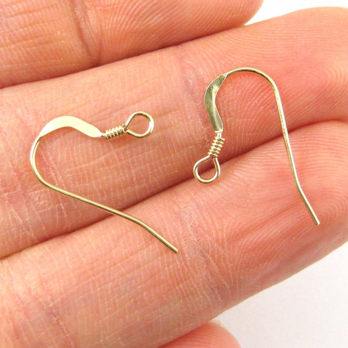 14K Gold Filled Earring Findings – Flat Fish Hook with Coil Ear Wire (3 Pairs)
