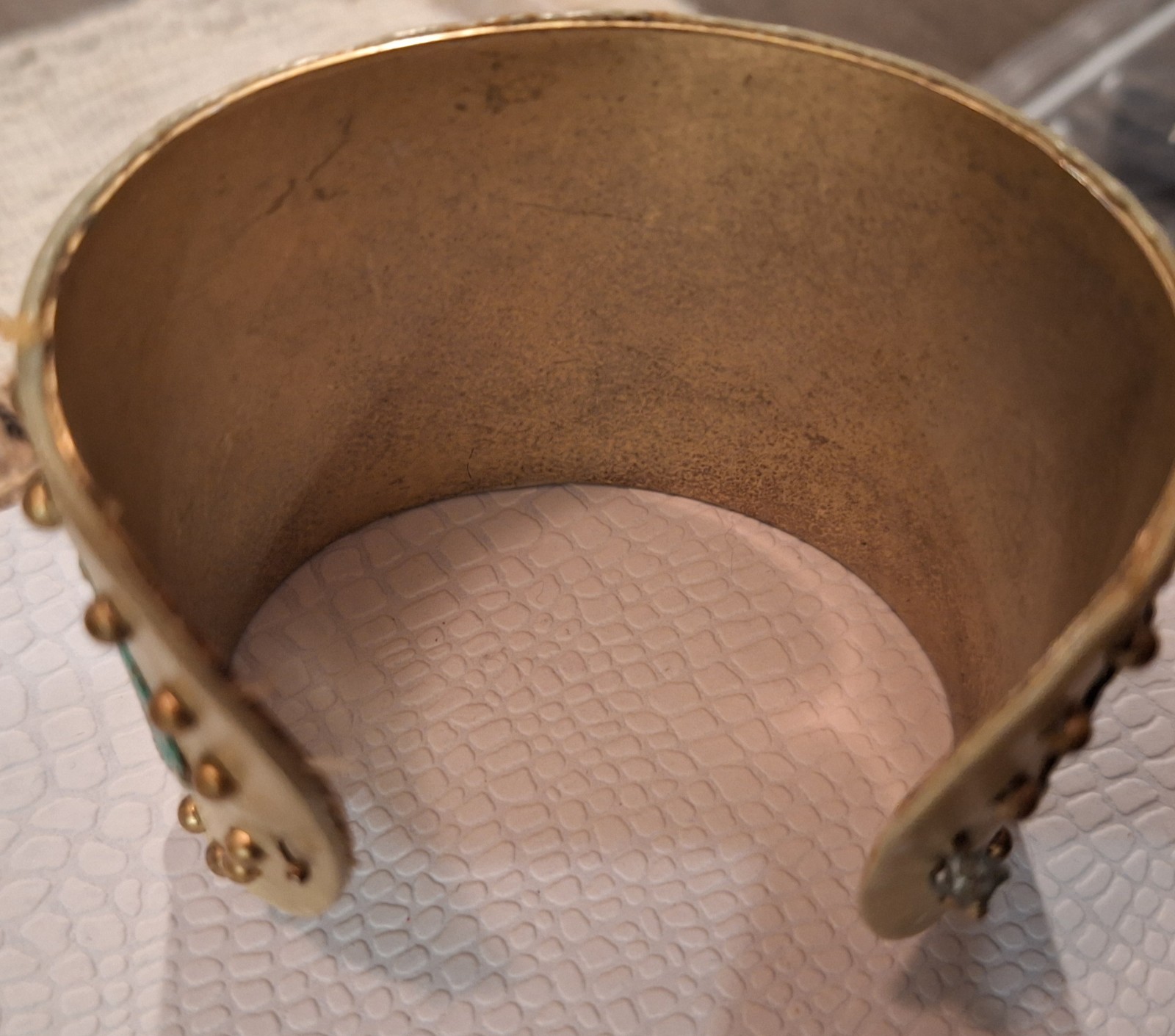 Western Embellished Leather Cuff Crystal,Metal,Enamel Embellishments 2″ wide