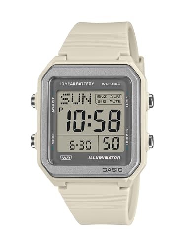 Casio W-221H-8AJF Digital Vintage Watch Ivory Gray 10 Year Battery Japan New