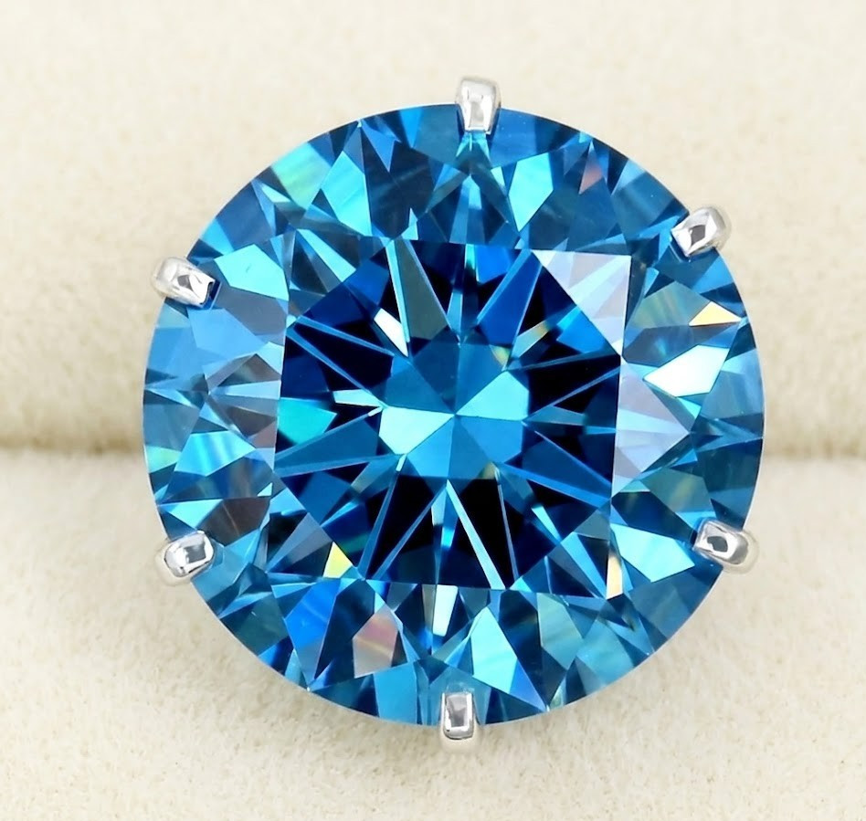 20.00CT Certified Blue Diamond Ring,Birthday Gift-Tariffs FREE & Matching Studs.