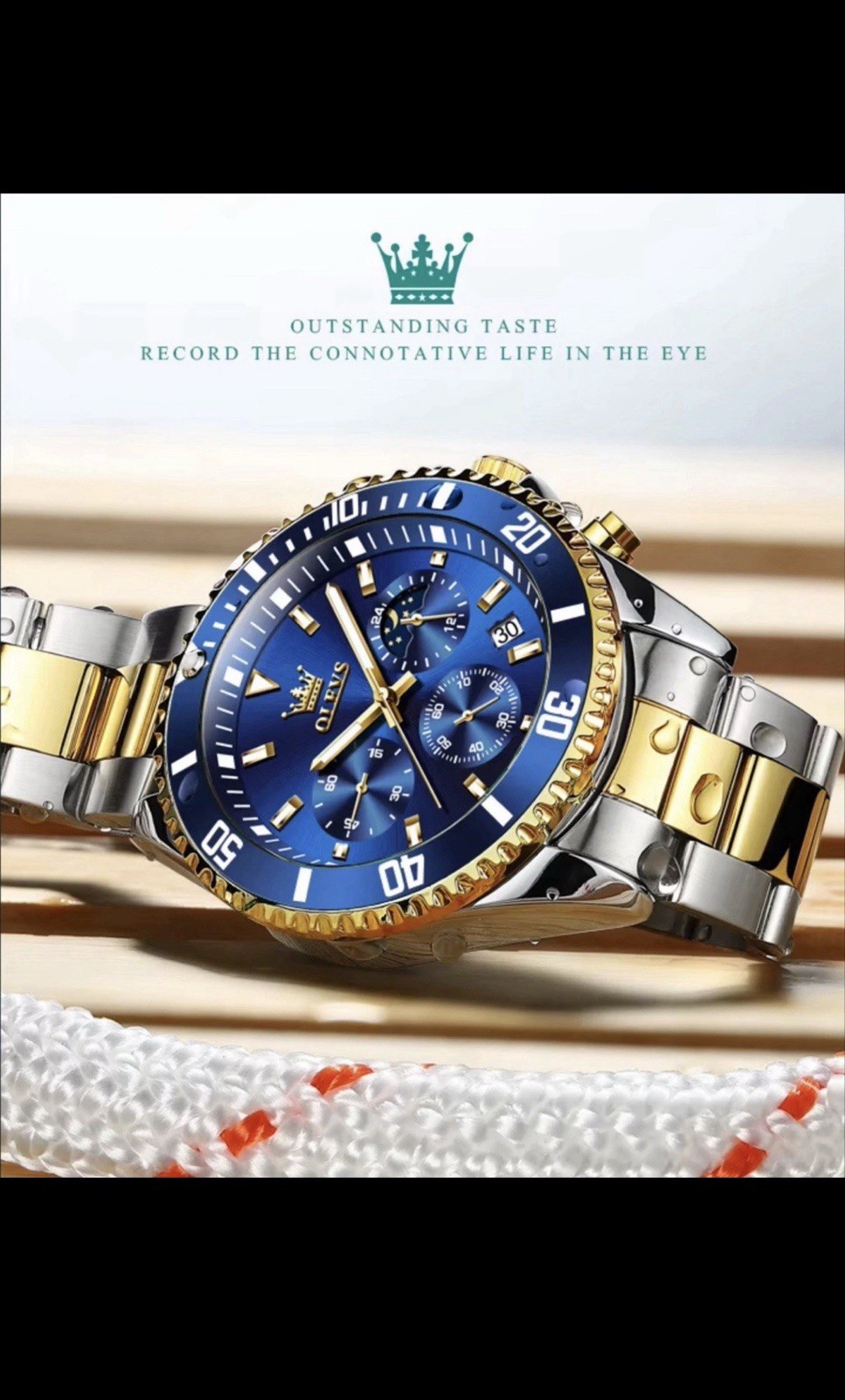 OLEVS Men’s Luxury Quartz Chronograph Diver Watch 30M Waterproof Stainless