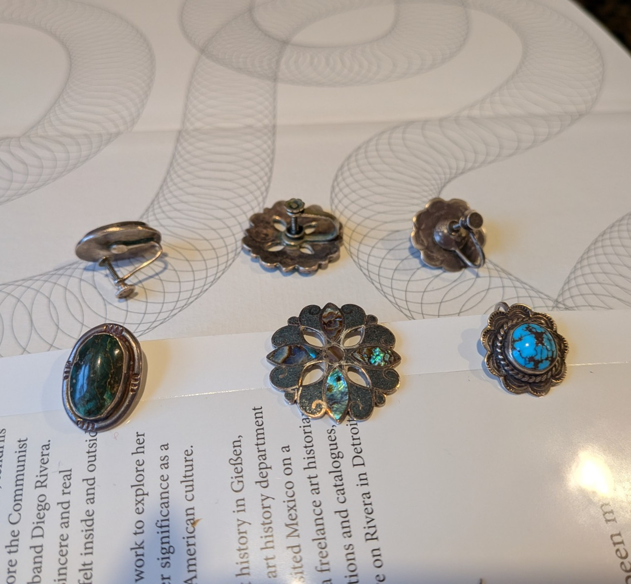Lot 3 Pair Vintage Sterling Silver Turquoise Oval Screw Back Earrings Estate