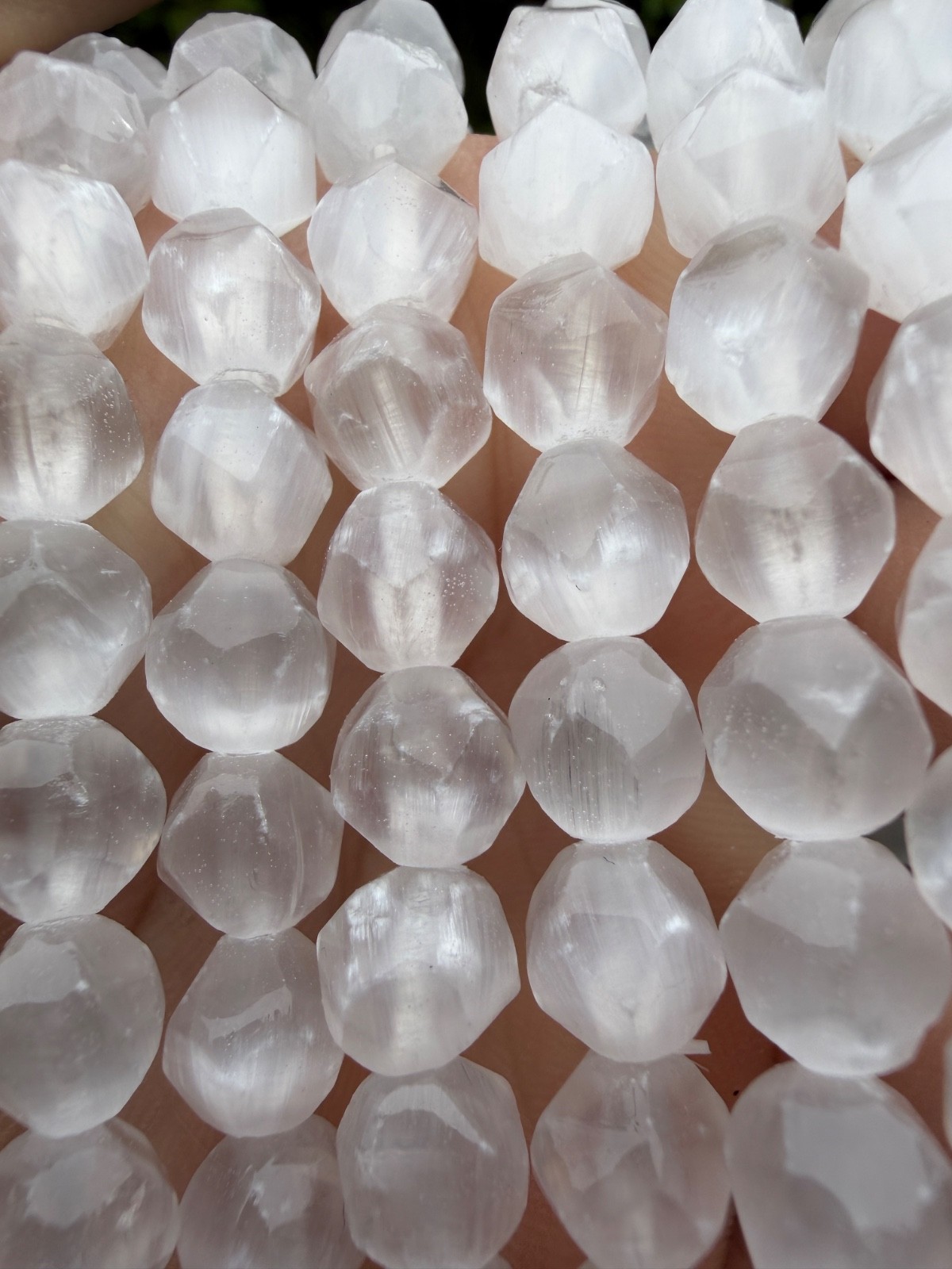 Wholesale 6 Pcs 8mm Faceted Selenite Natural Crystal Stretch Bracelet 7.5″