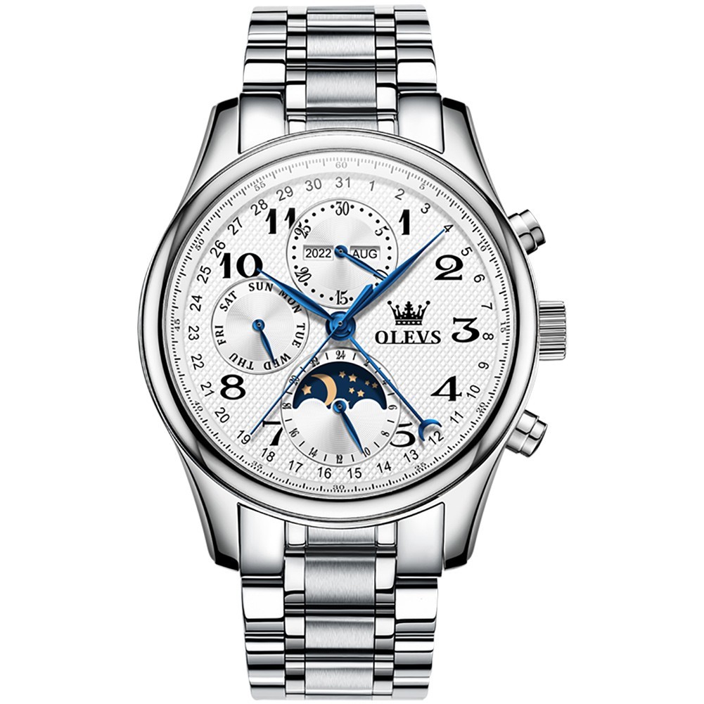 Multifunctional Water-Resistant Mechanical Watch with Chronograph Date Display