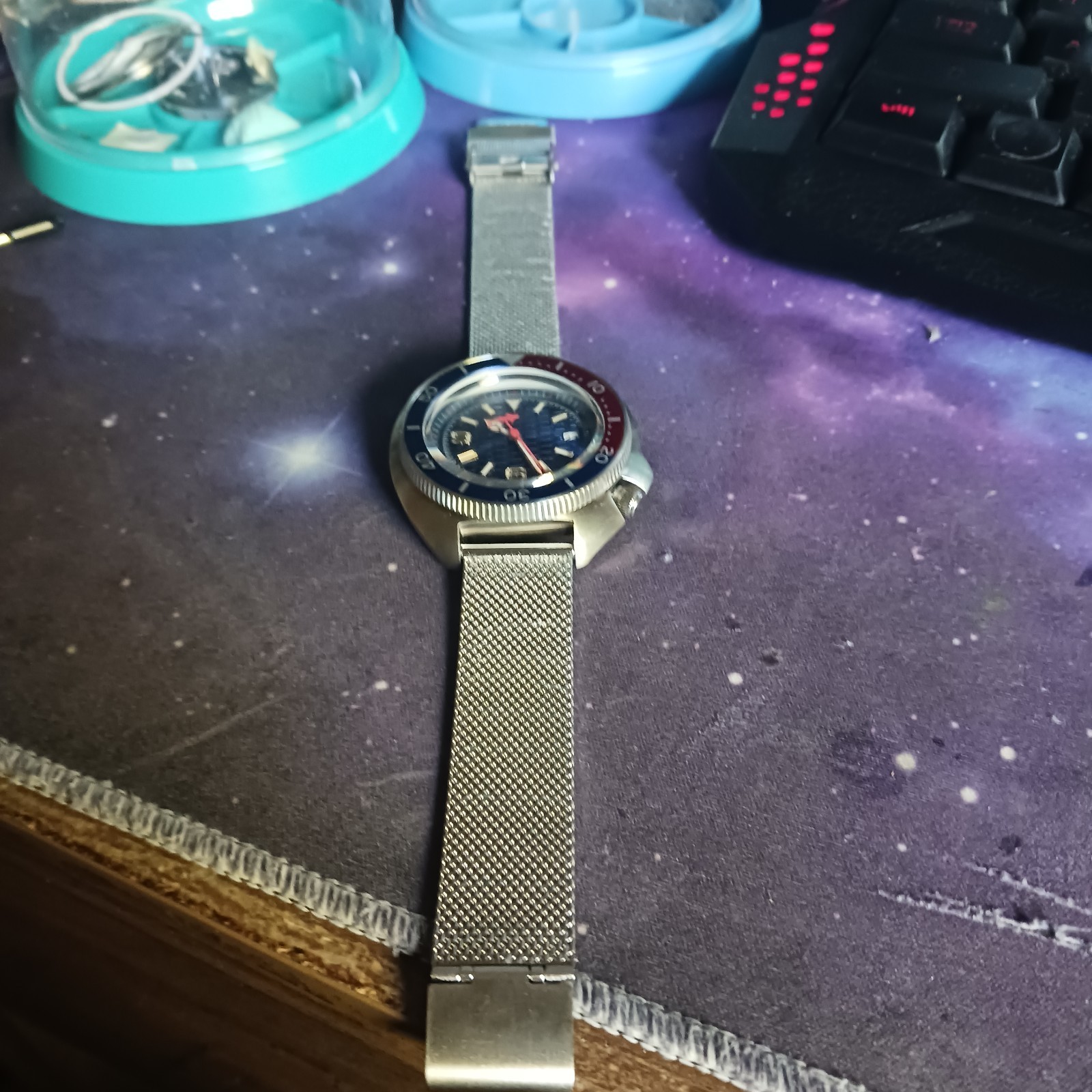 mens 44mm automatic watch, NH35, Dweller, Sapphire, Exhibition, 904L Stainless.