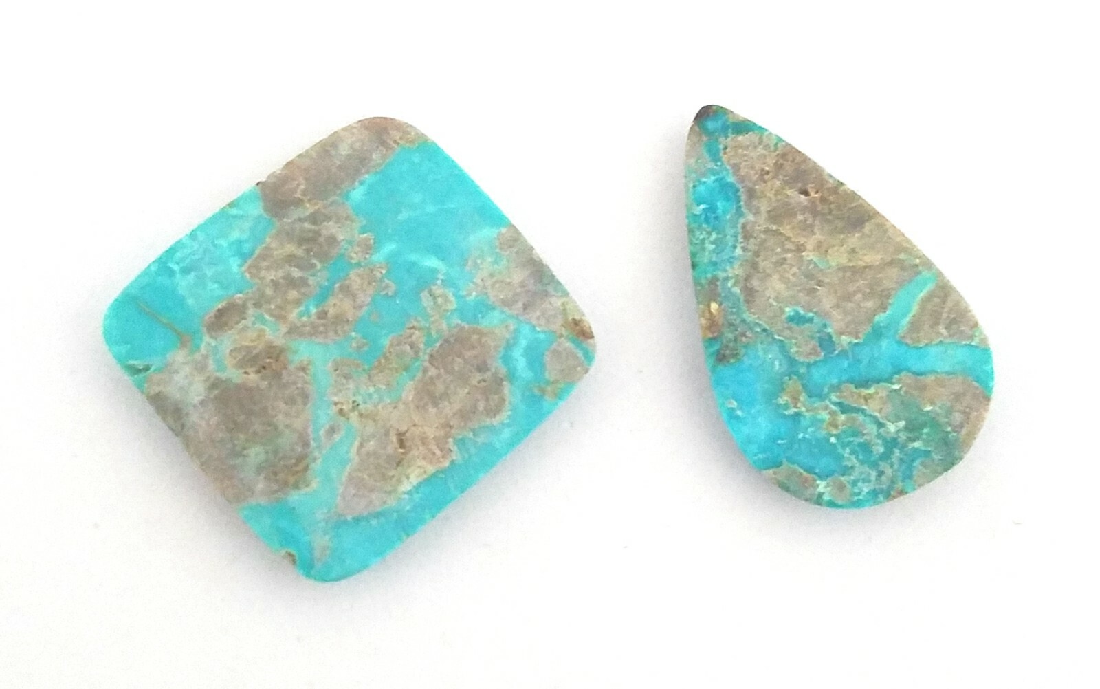 2 pcs 100% Genuine Persian Turquoise Cabochons 25-29mm