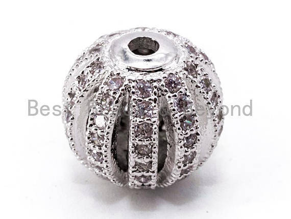 CZ Shamballa Round Cage Spacer Beads for Jewelry Making, 8/9.5/12mm – sku#G302