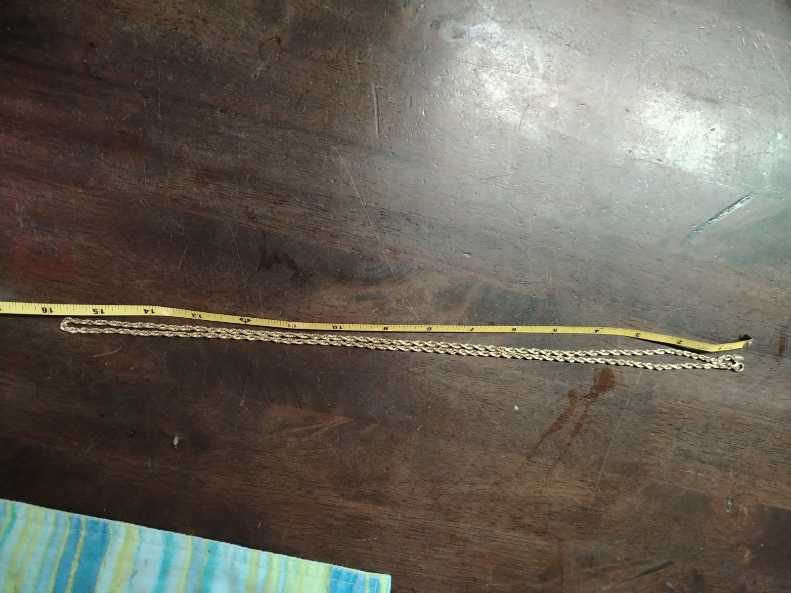 14k Solid Gold 3.5mm Rope Chain Necklace 21g 16″/31.5″ Torzal Men Women Mint