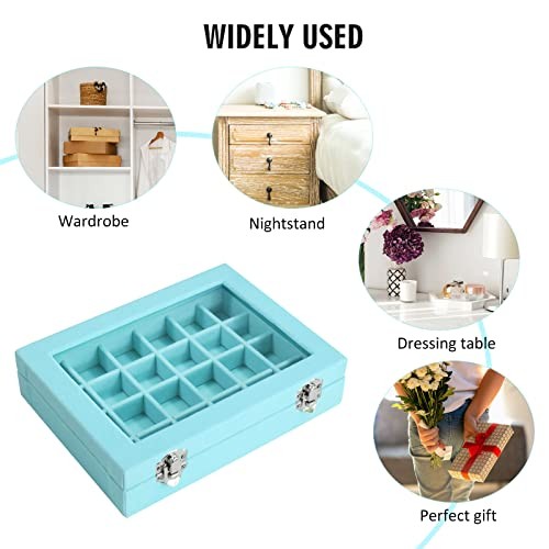 Vicoter Velvet Jewelry Box – 24 Grid – Ring Display Organiser Tray