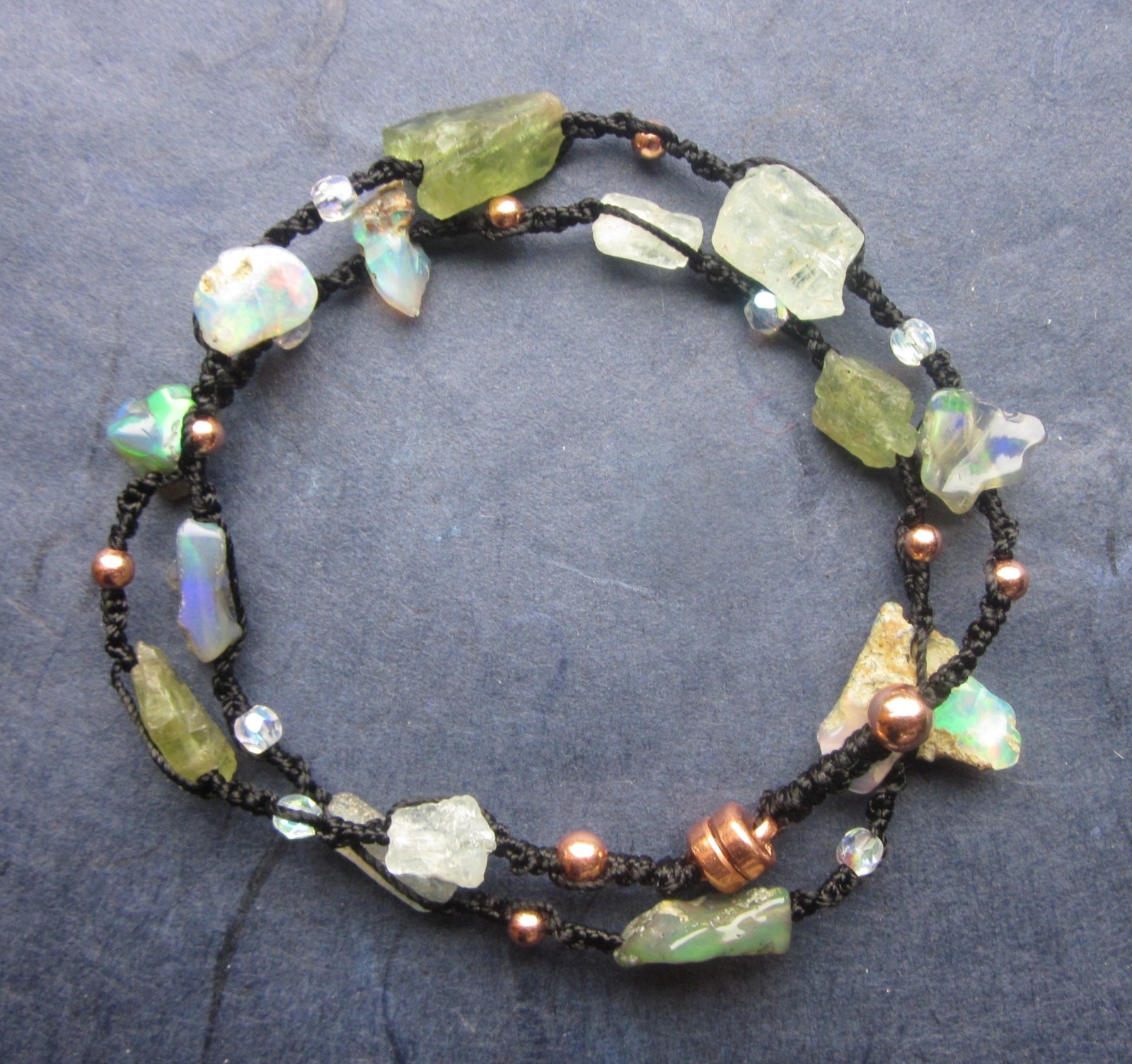 Bracelet or Choker Welo Fire Opal Copper Apatite Kyanite RAW HEALS Magnetic