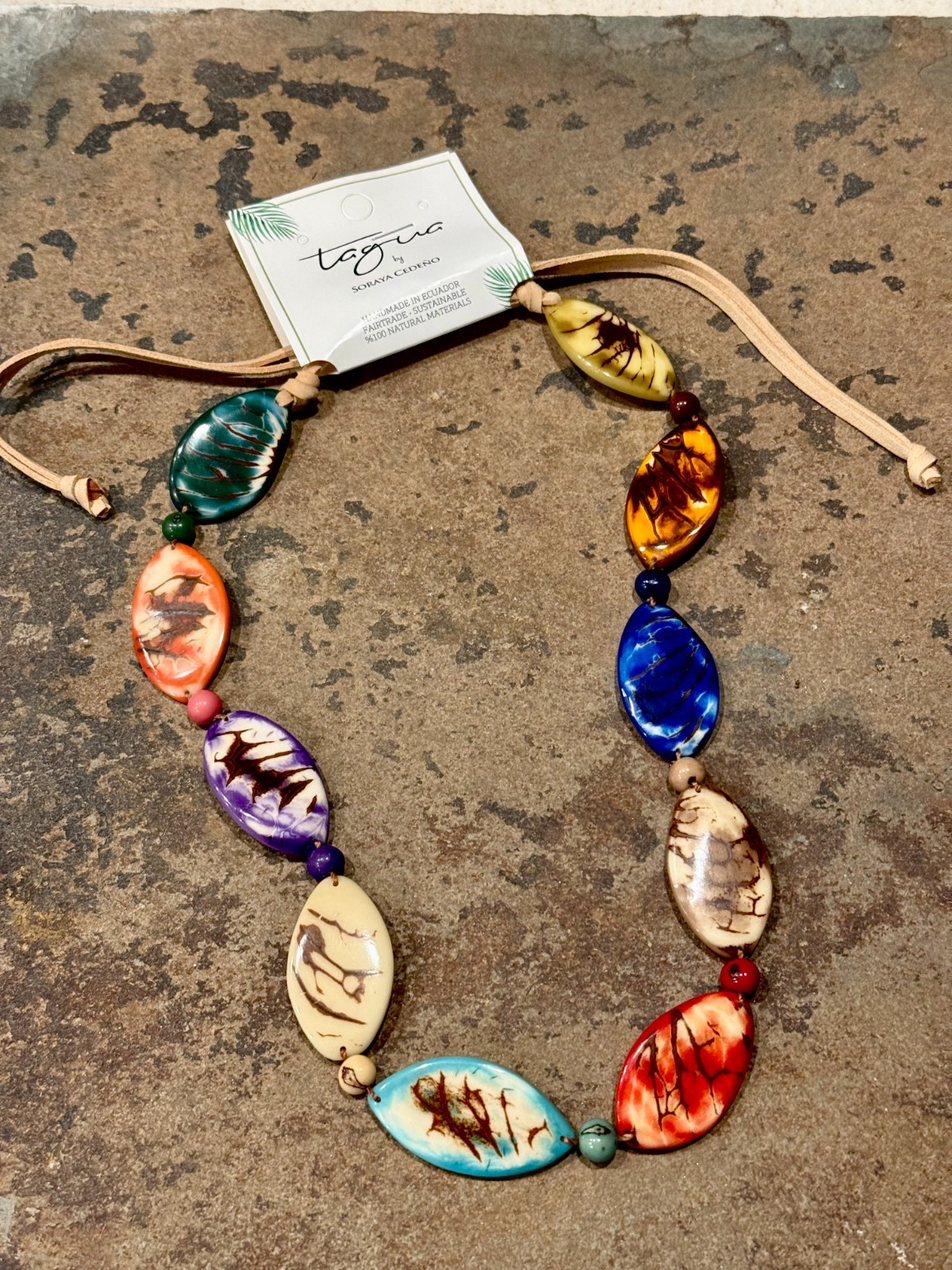 TAGUA NUT “GRANADA” NECKLACE ORGANIC ARTISAN HANDMADE BOHO STATEMENT JEWELRY NEW