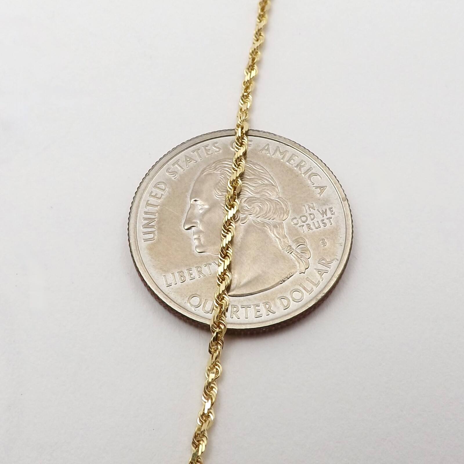 14k Gold Rope Link Chain Pendant Necklace 30in Slip On Diamond Cut OroAmerica 6g