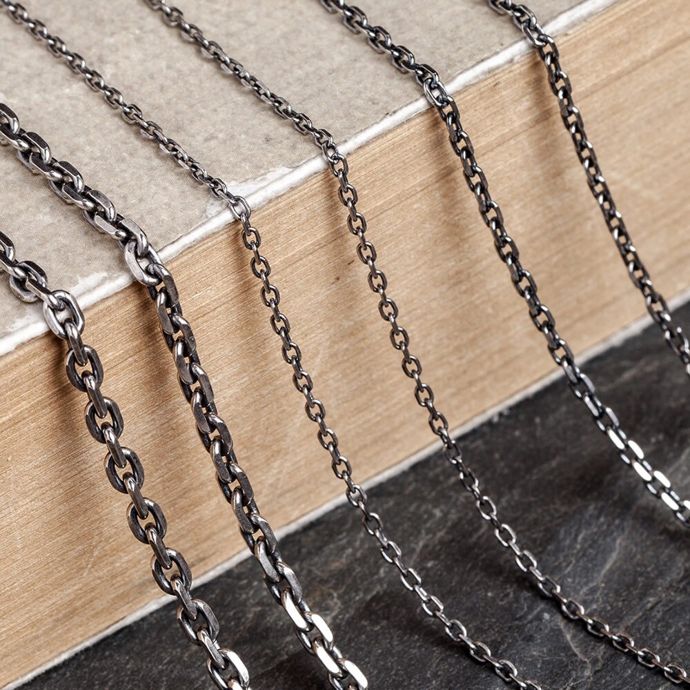 Real Solid 925 Sterling Silver Rolo Oval Cable Link Chain Necklace 1.5mm 2mm 3mm