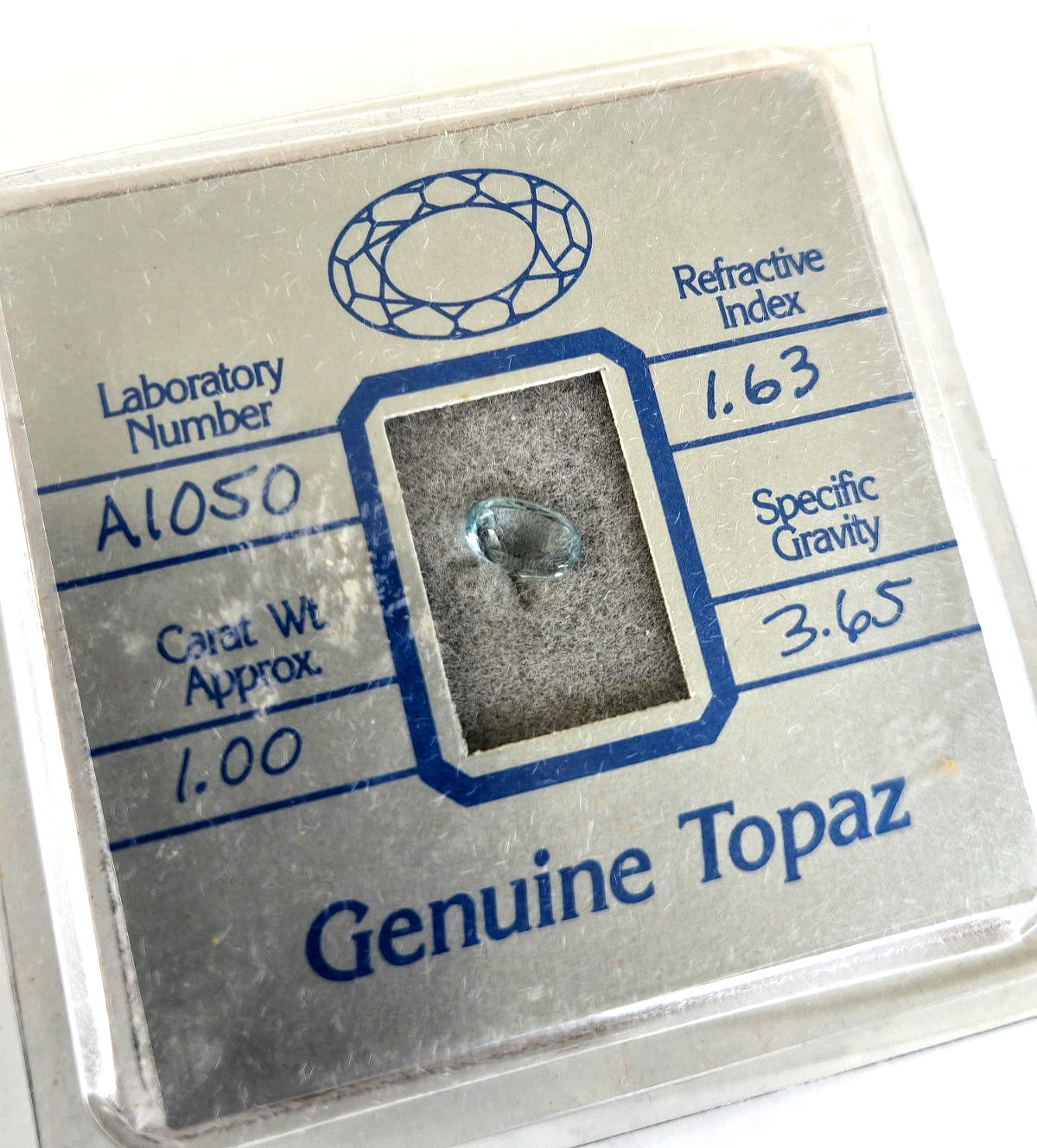 Vintage Blue Genuine Topaz 1.00 Carat Wt Oval 6x5x3.5mm Opex International Card