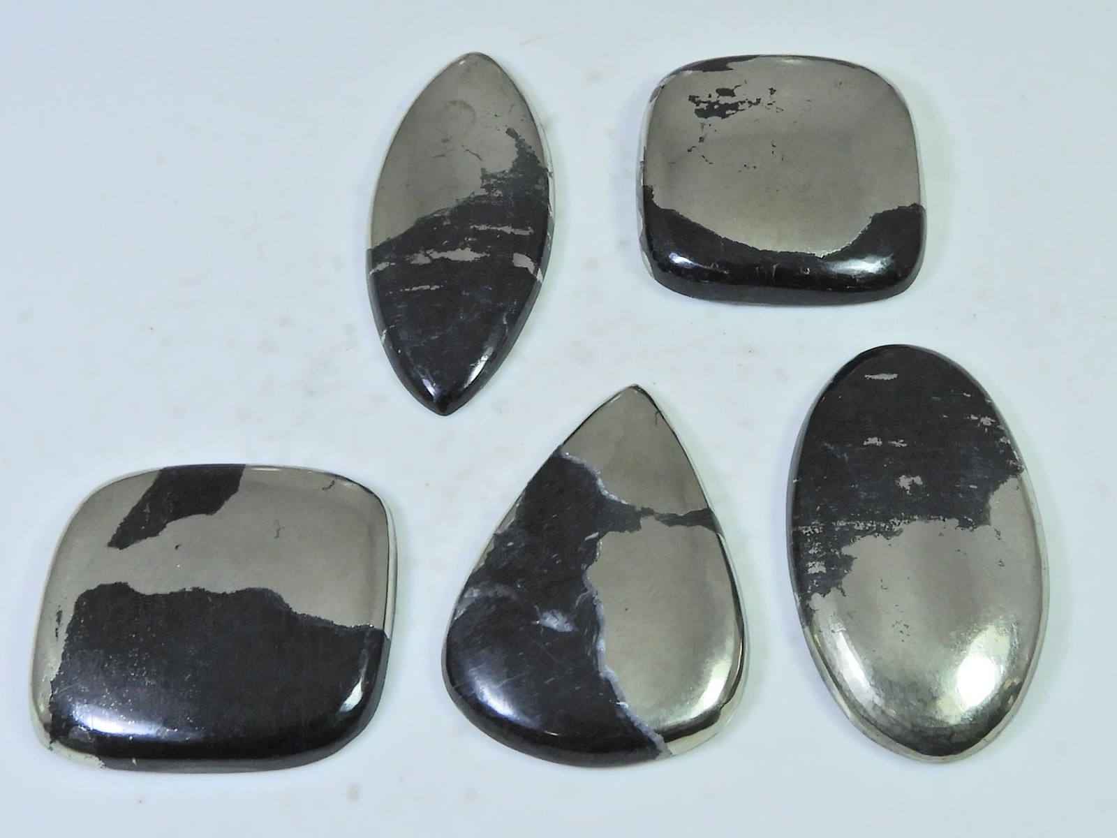 350Cts. Natural Apache Gold Pyrite Mix Cabochon Loose Gemstone 05 Pcs Lot P646