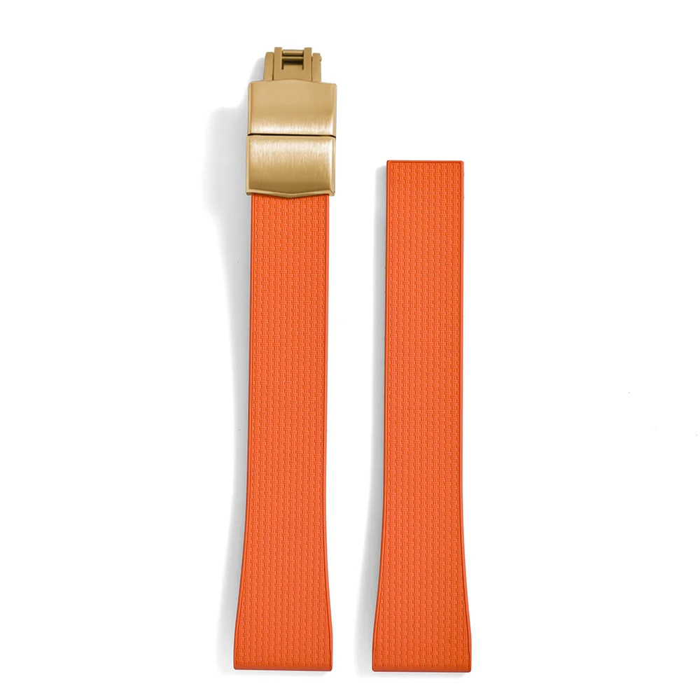 20mm FKM Rubber Watch Strap Quick Release Butterfly Clasp Trim-to-Fit Adjustable