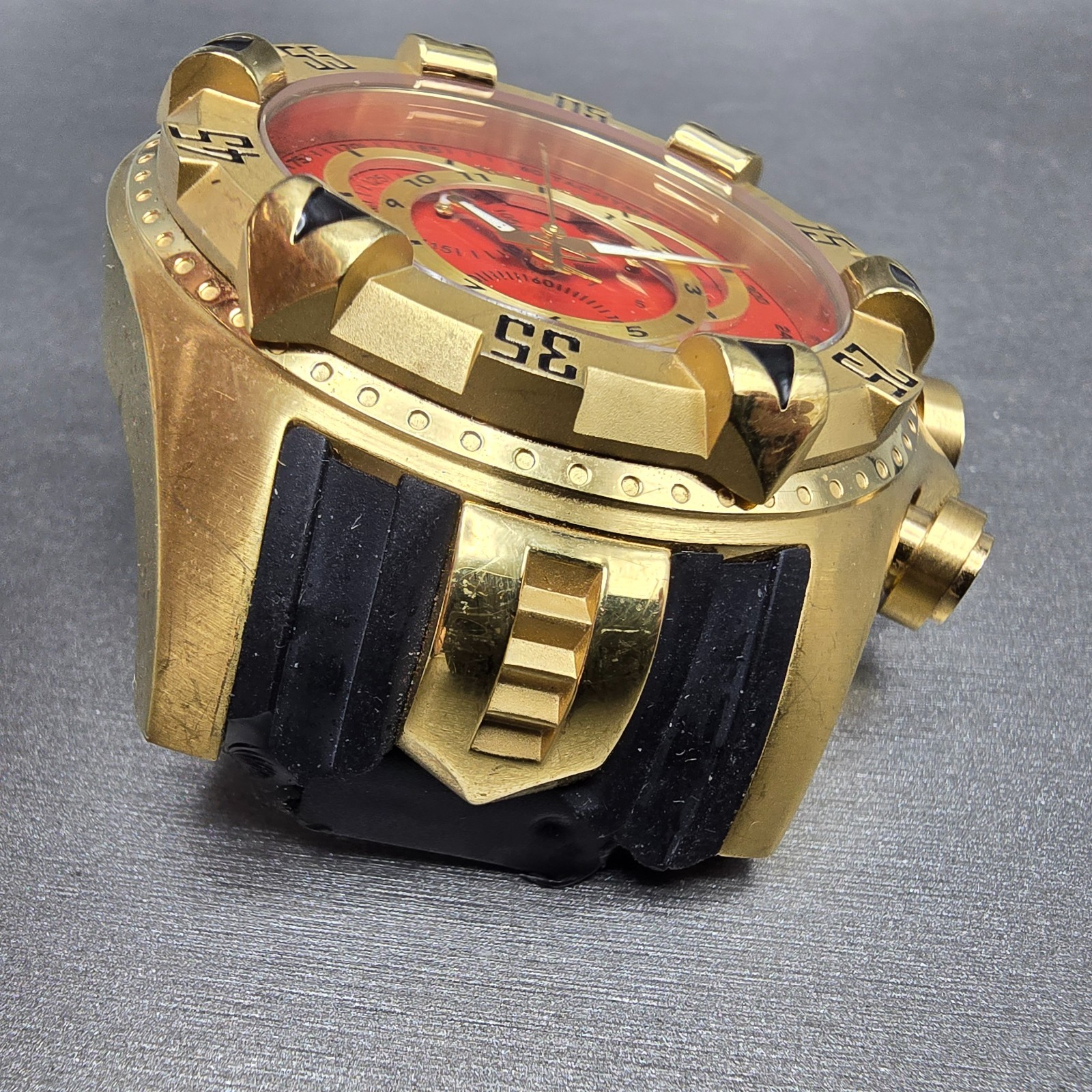 Invicta Reserve Chronograph Dive Watch Men 52mm Red Dial Gold Tone 6972 New Batt