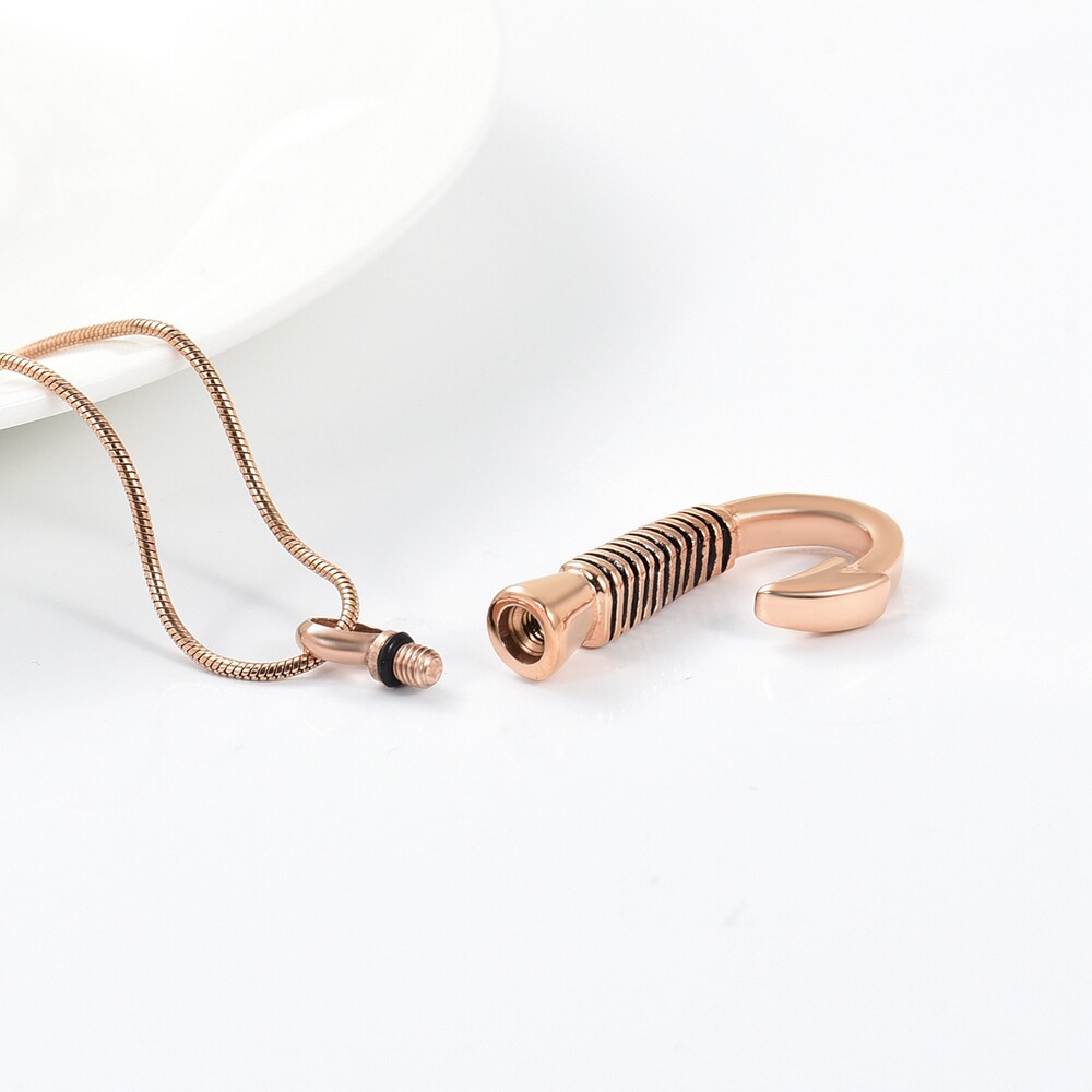 Fishing Hook Urn Necklace for Ashes Fish Hook Stainless Steel Cremation Jewelry