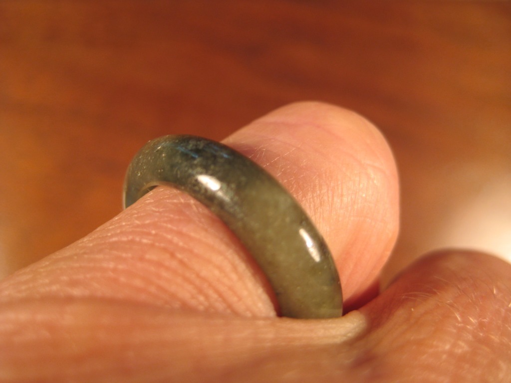Natural Grade A Jadeite Jade ring stone mineral carving Size 6.5 US A705