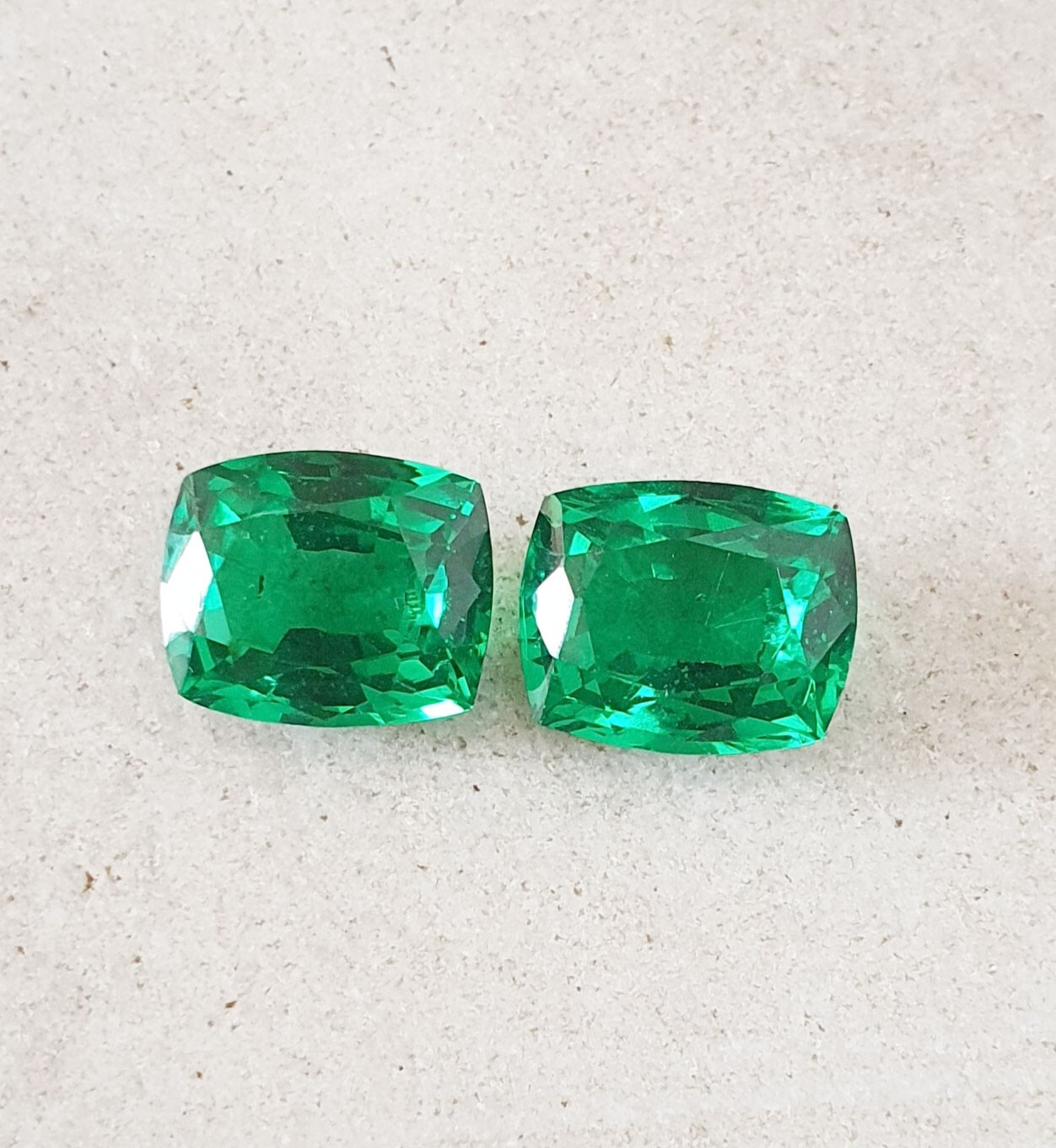 19.56 Ct Lovely Green Zambian Emerald Matching Pair Cushion Cut AAA Loose Gems