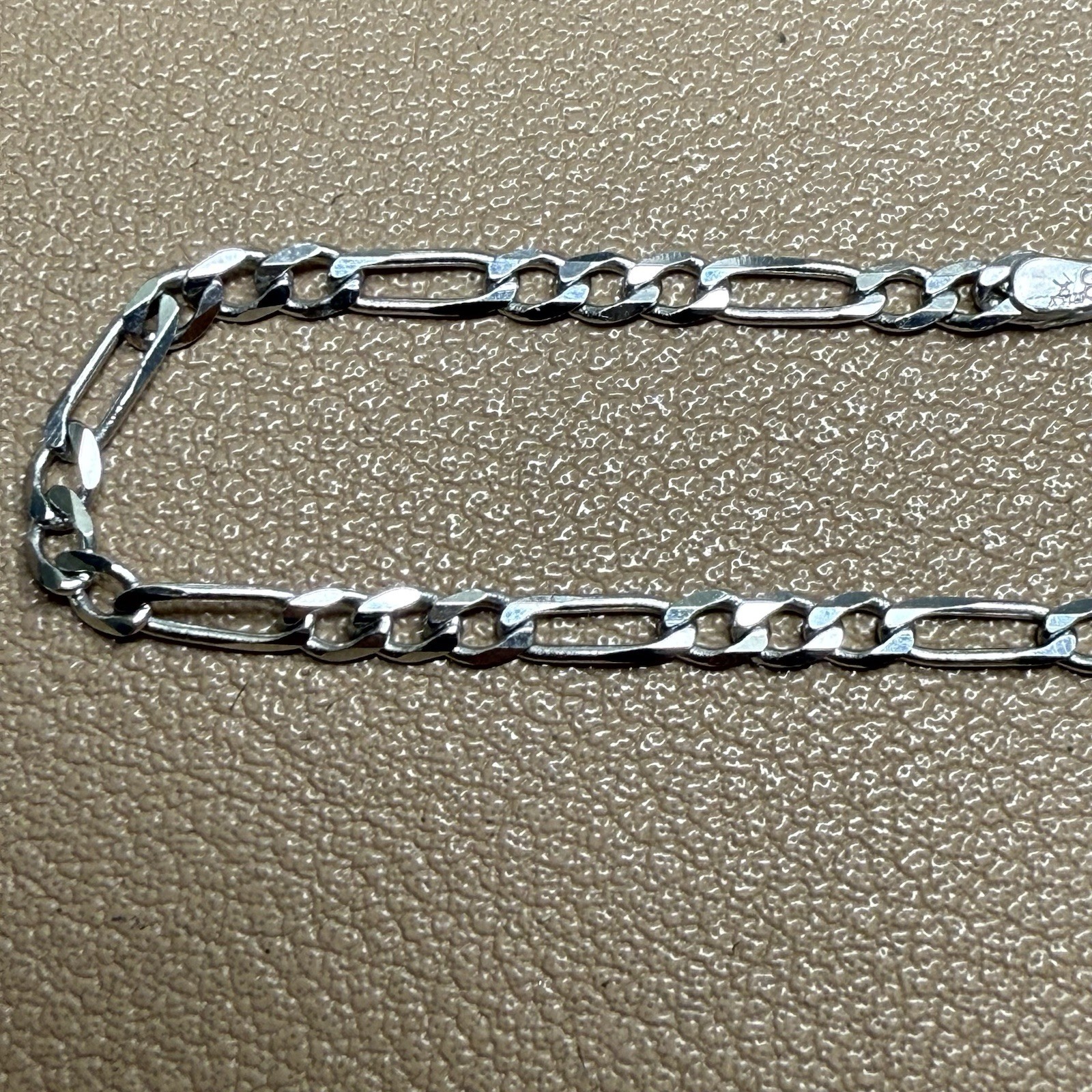 925 Sterling Italy Silver Figaro Flat Link Bracelet 2.3mm 7”