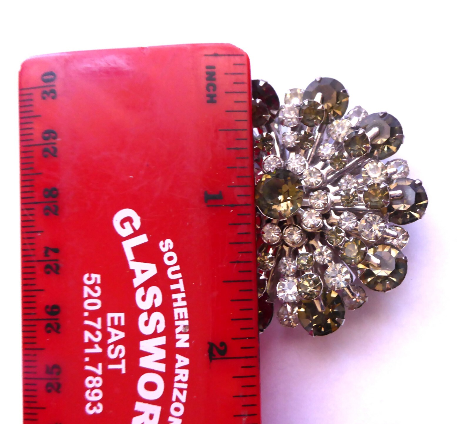 Retro Brooch Art Deco Glass Rhinestones Starburst Lilac Pin Grandma’s Closet