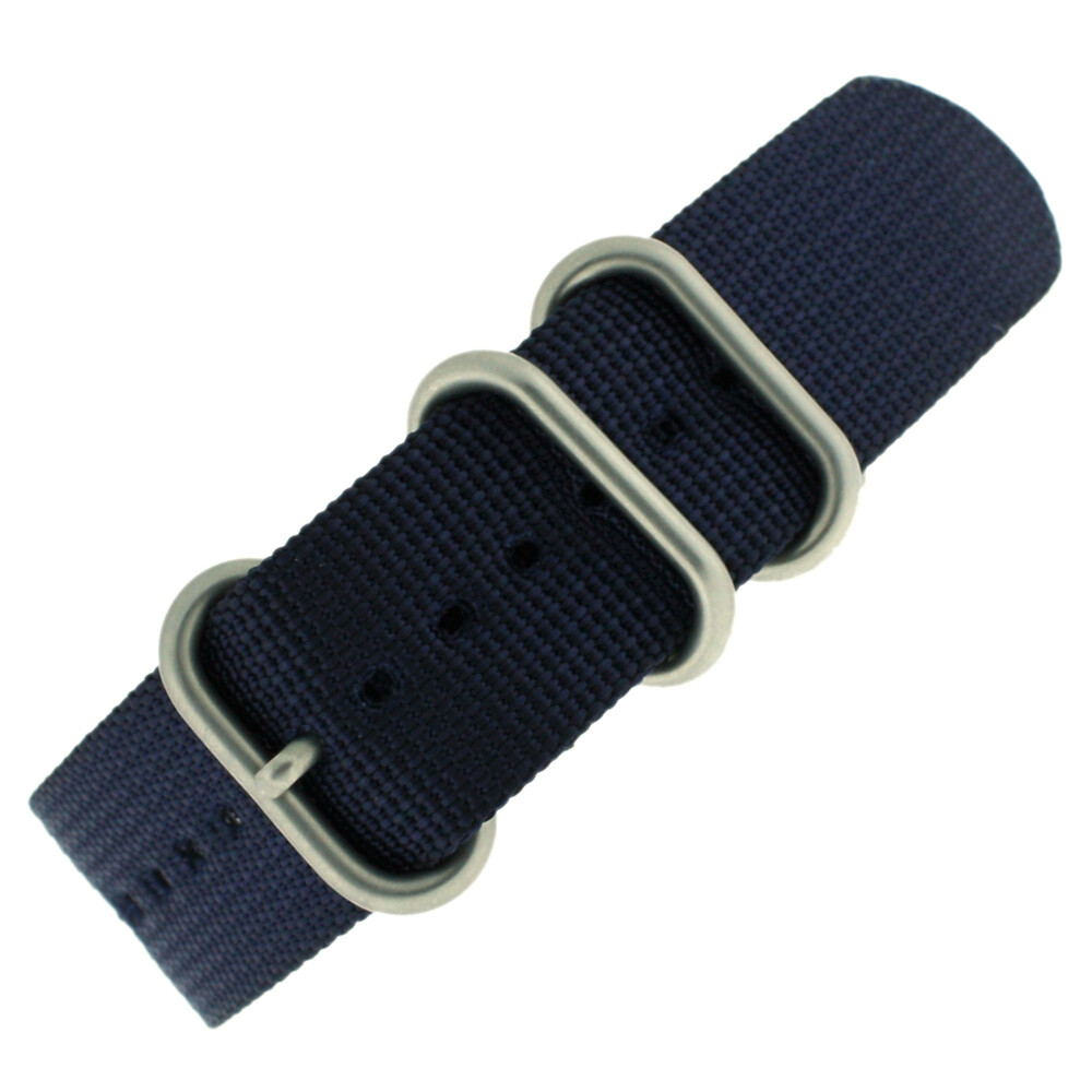 Nylon Watch Band One Piece Sport Strap Blue Black 22mm Extra Long 11″