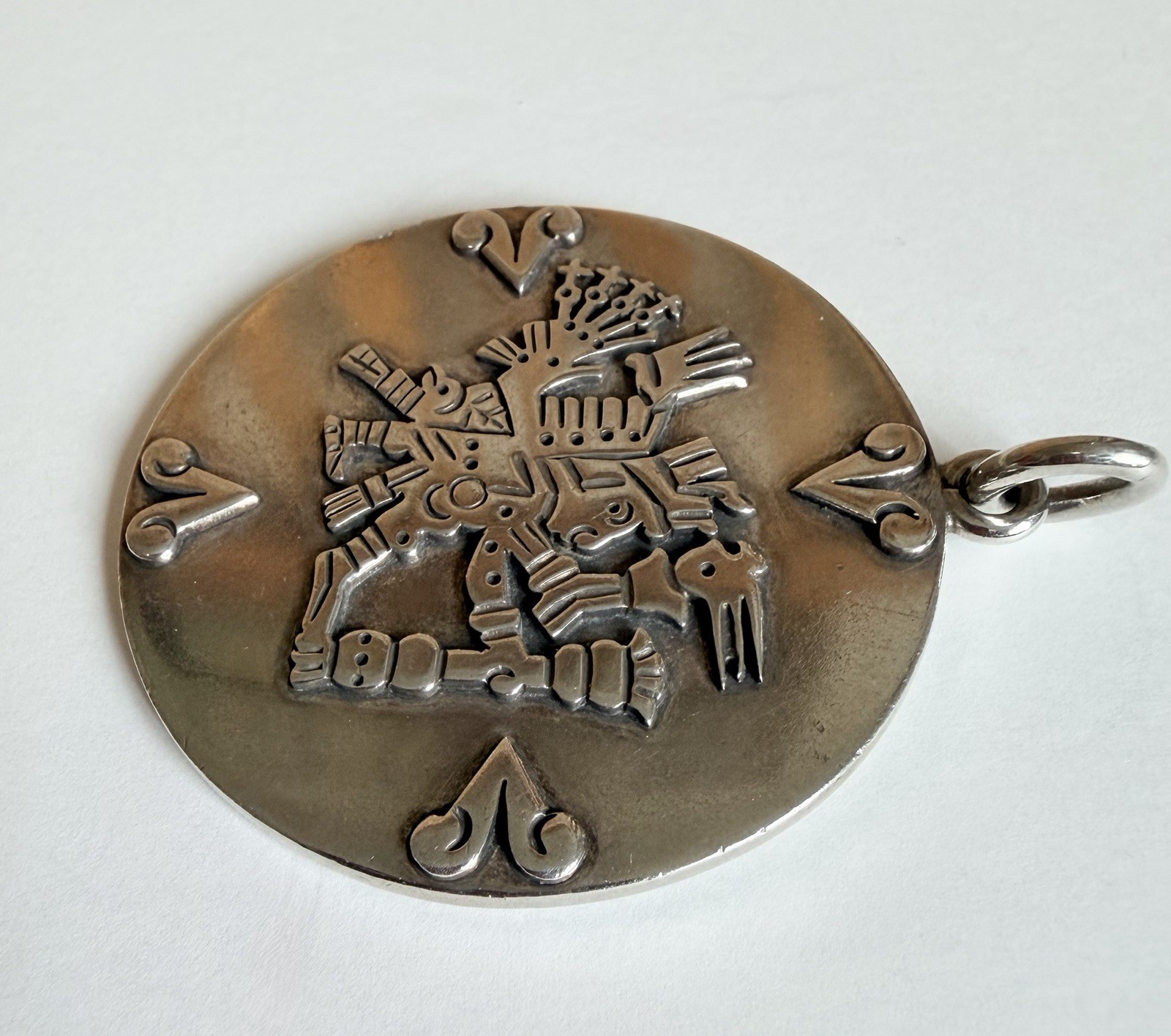Vintage Sterling Silver Pendant Kukulcan Deity Mayan Mythology 57 Grams! Signed