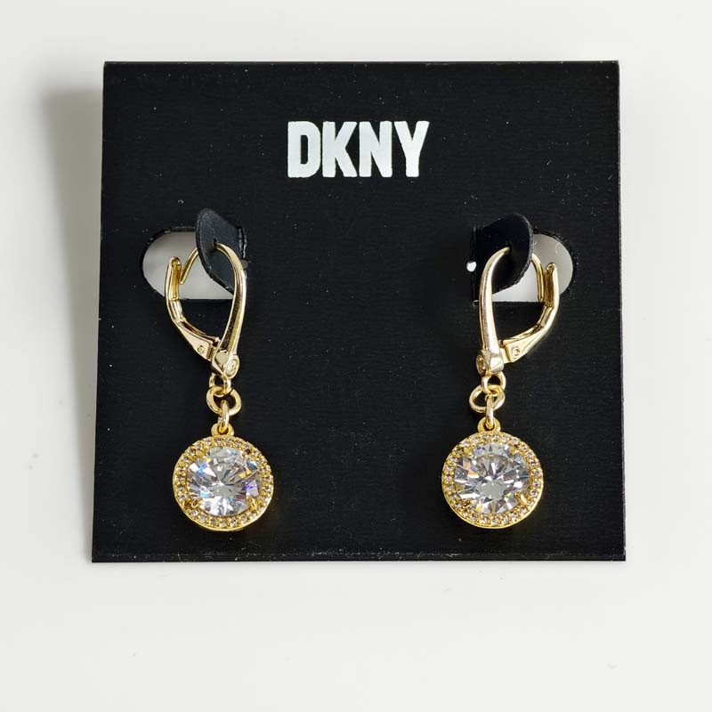 New DKNY Minimalist CZ Round Drop Earrings Gift Chic Women Party Holiday Jewelry