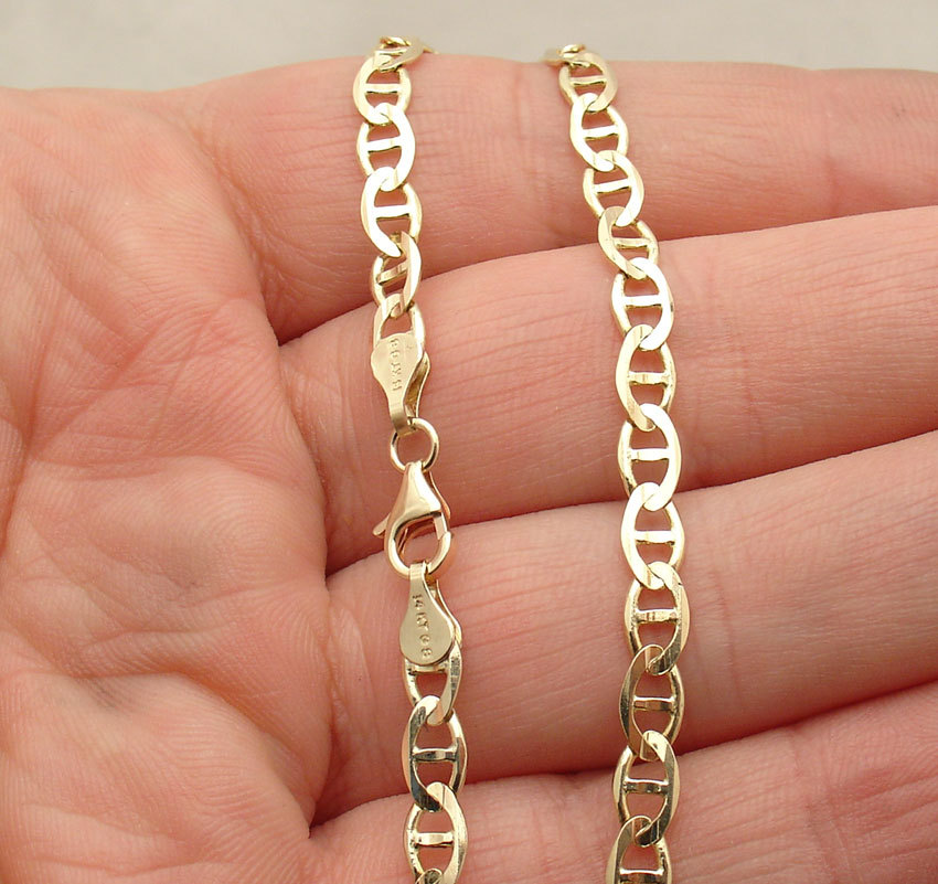 10″ Mariner Anchor Link Ankle Bracelet Anklet Real Solid 14K Yellow Gold
