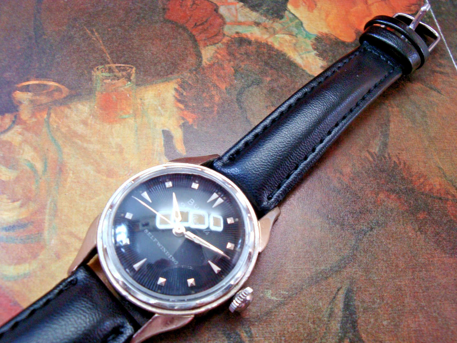 Vintage Bulova 23 Jewel Automatic Watch Black Dial
