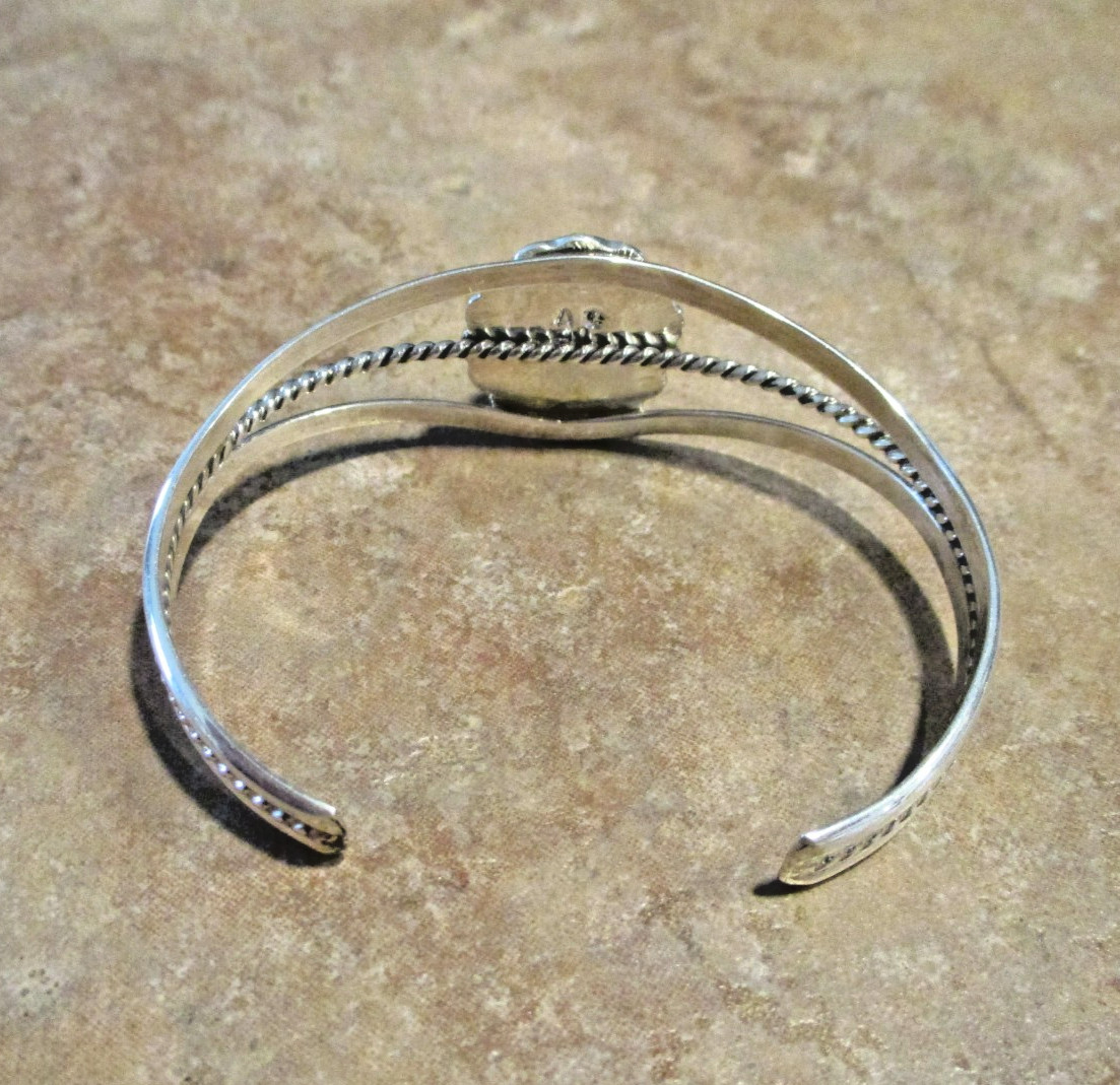 Contemporary Navajo Sterling Silver PREMIUM TURQUOISE Bracelet Signed AC