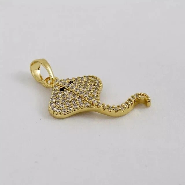 Round Cut Simulated Diamond Cluster Snake Shape Pendant 14K Yellow Gold Plated